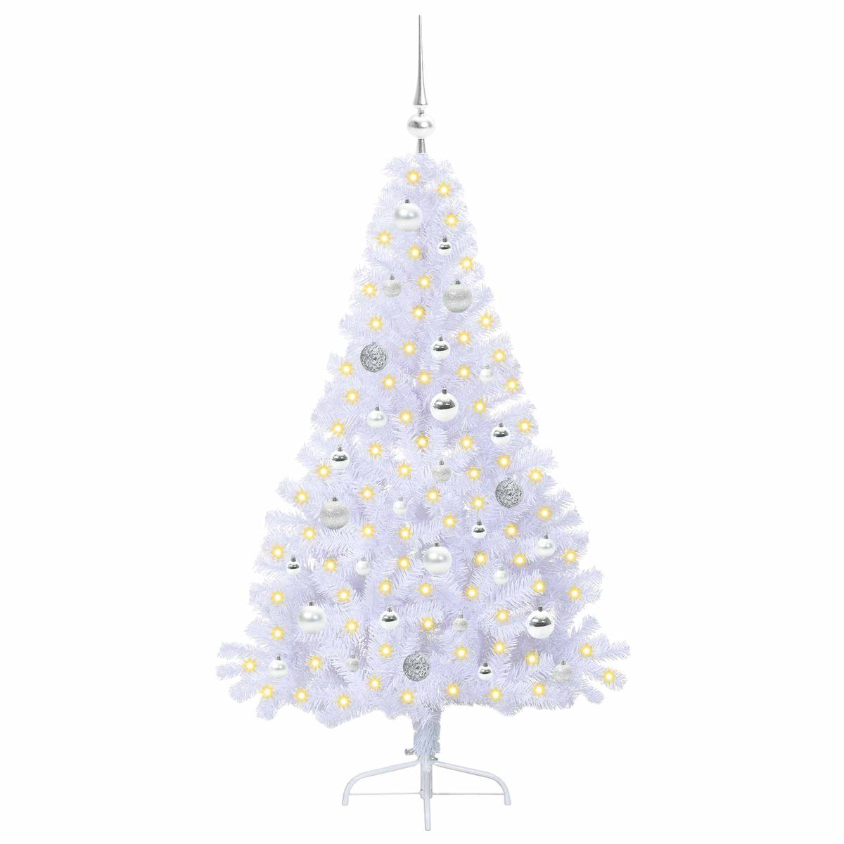 vidaXL Sztuczna choinka z 150 diodami LED Biały 150 cm PVC i stal