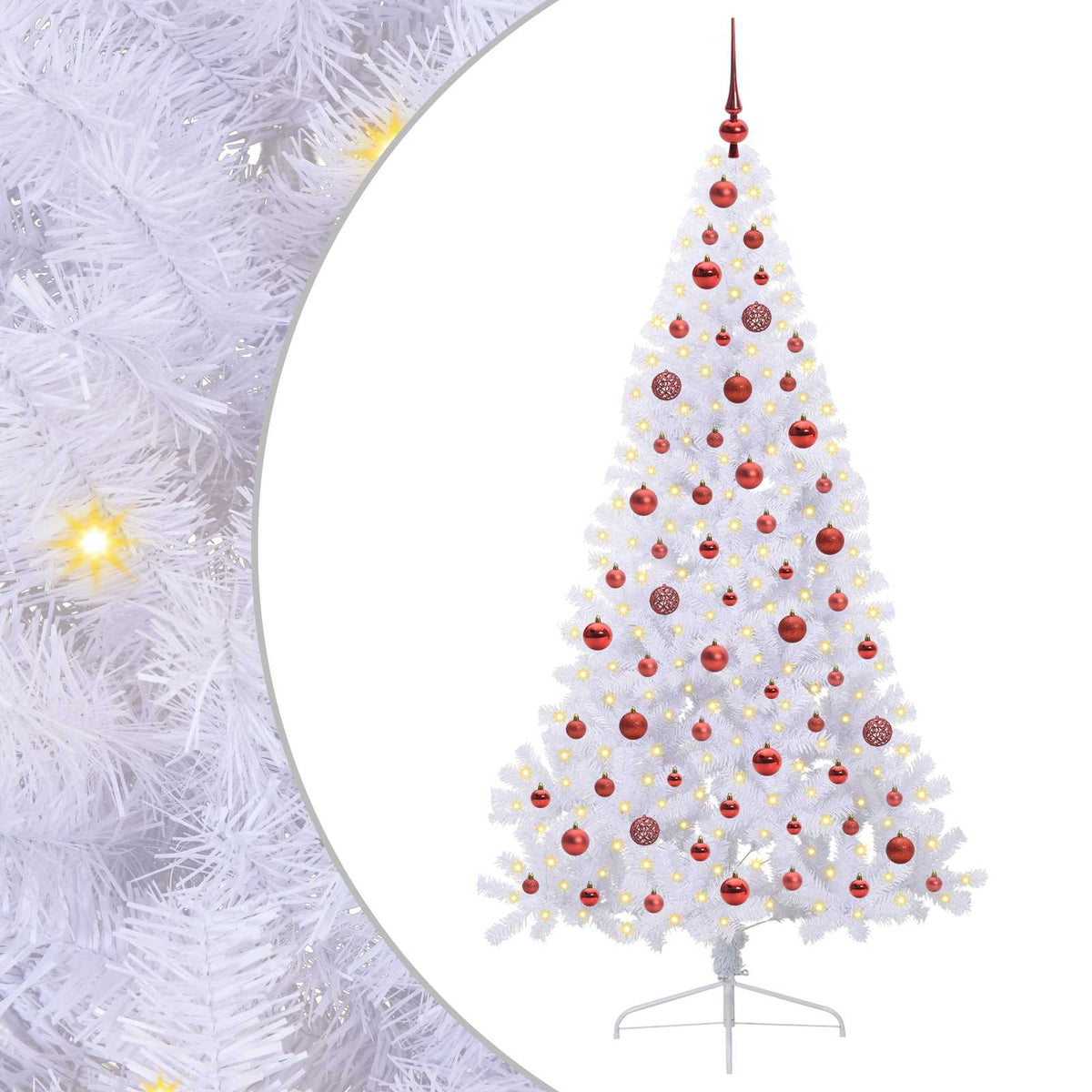 vidaXL Sztuczna choinka z 300 diodami LED Biały 180 cm PVC i stal