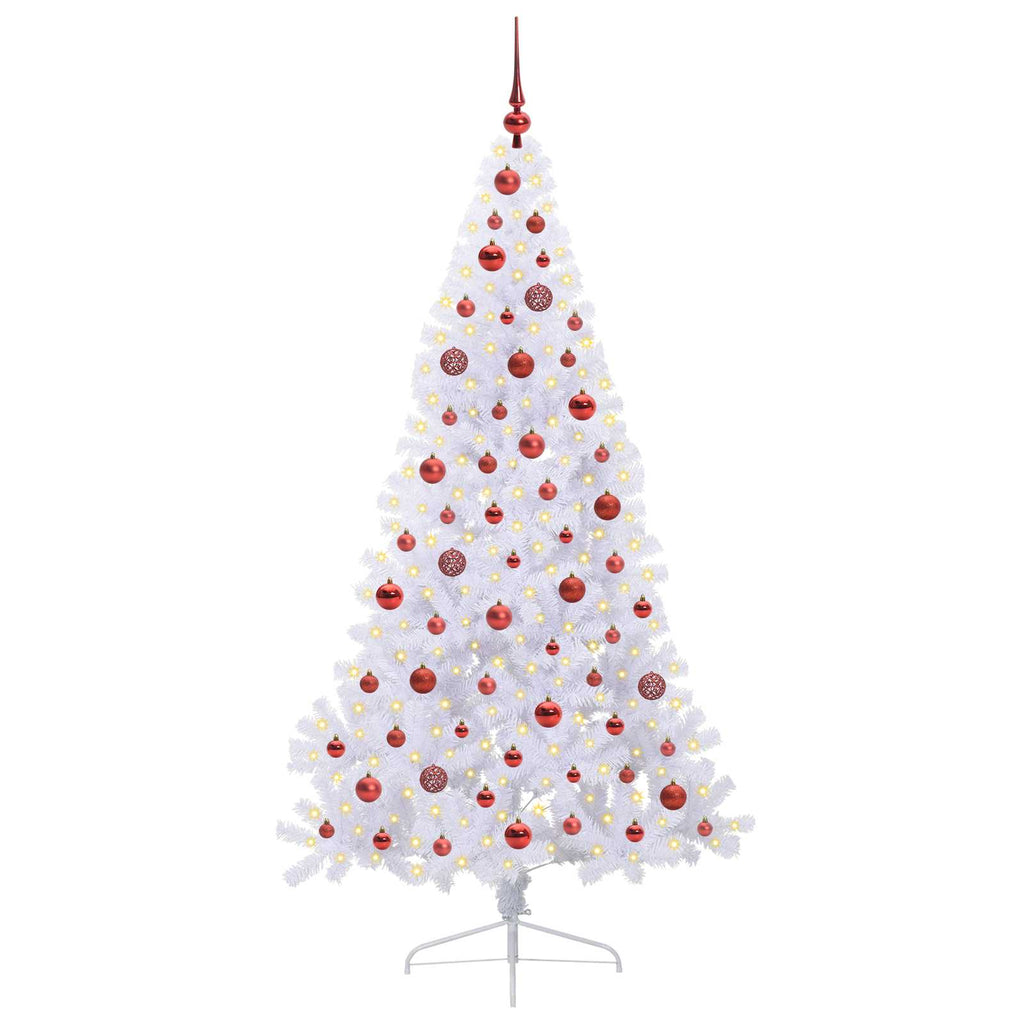 vidaXL Sztuczna choinka z 300 diodami LED Biały 180 cm PVC i stal