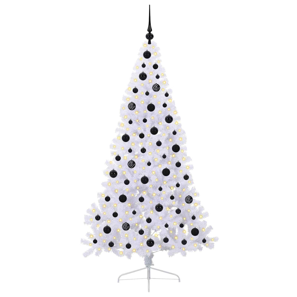 vidaXL Sztuczna choinka z 300 diodami LED Biały 180 cm PVC i stal