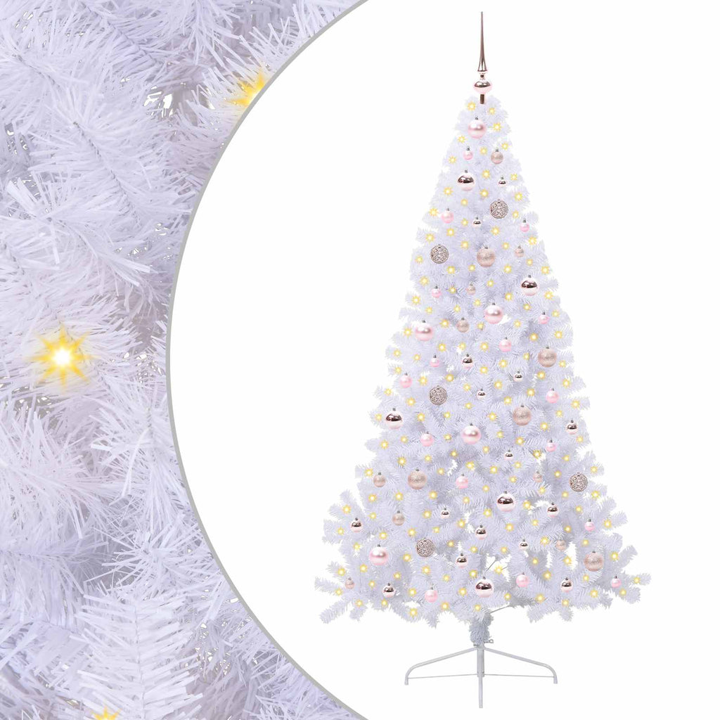 vidaXL Sztuczna choinka z 300 diodami LED Biały 180 cm PVC i stal