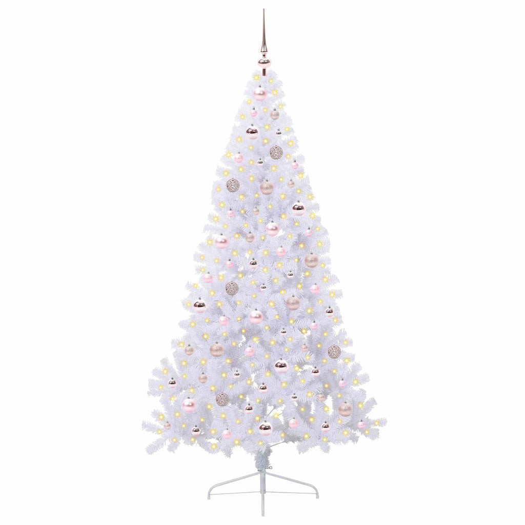 vidaXL Sztuczna choinka z 300 diodami LED Biały 180 cm PVC i stal