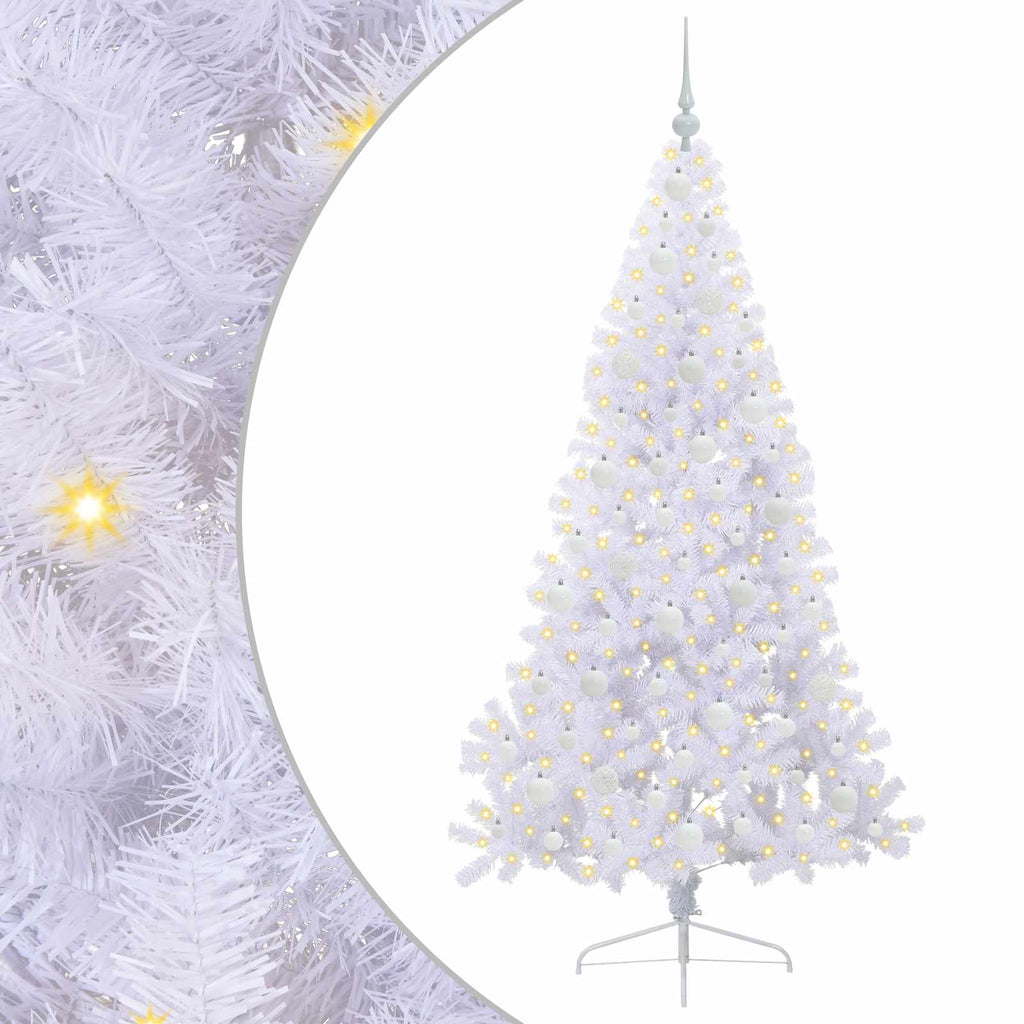 vidaXL Sztuczna choinka z 300 diodami LED Biały 180 cm PVC i stal