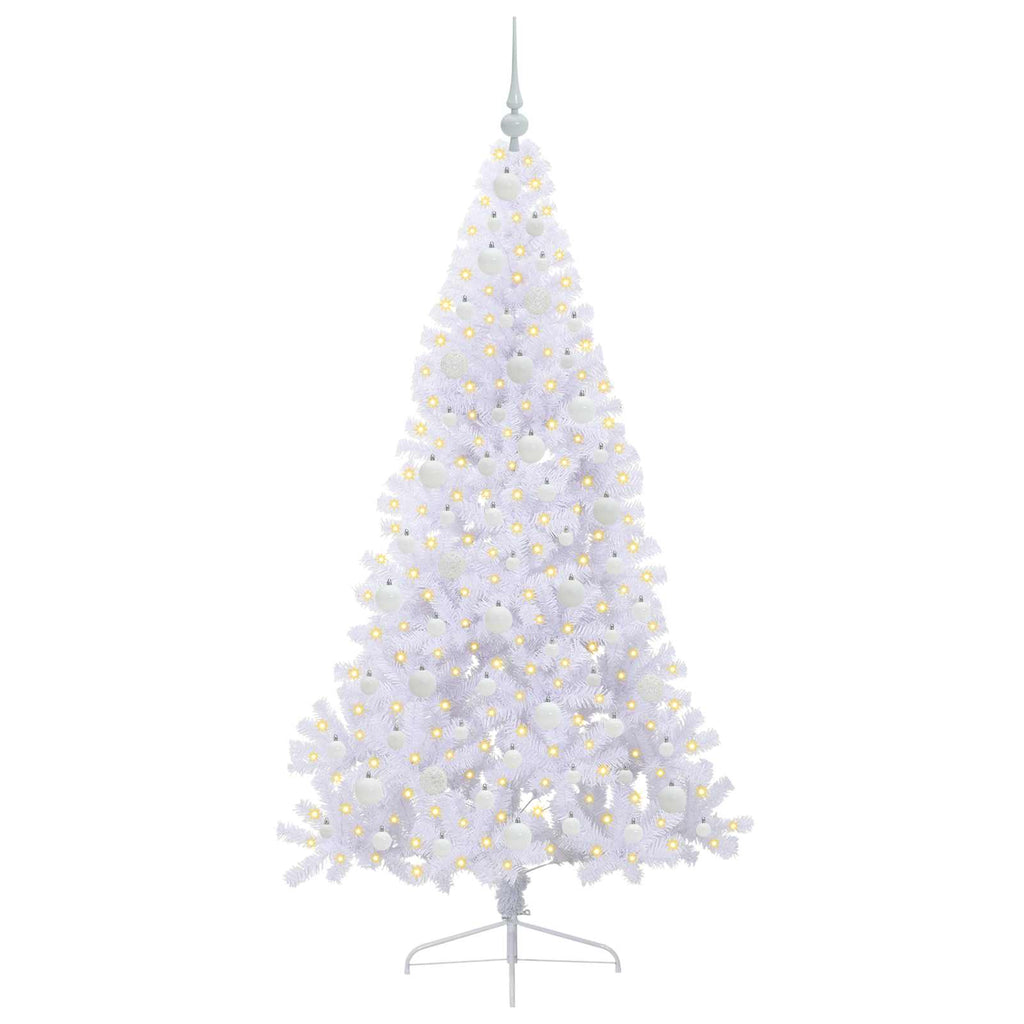 vidaXL Sztuczna choinka z 300 diodami LED Biały 180 cm PVC i stal