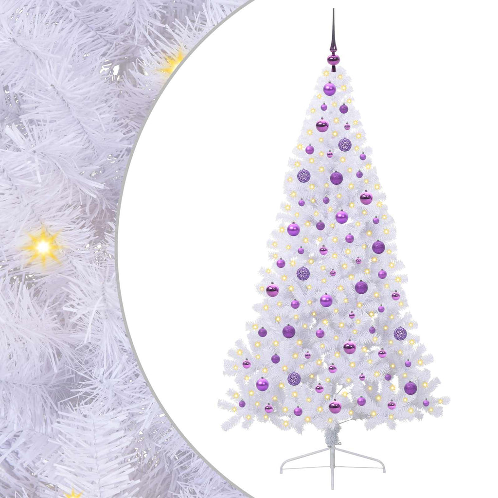 vidaXL Sztuczna choinka z 300 diodami LED Biały 180 cm PVC i stal