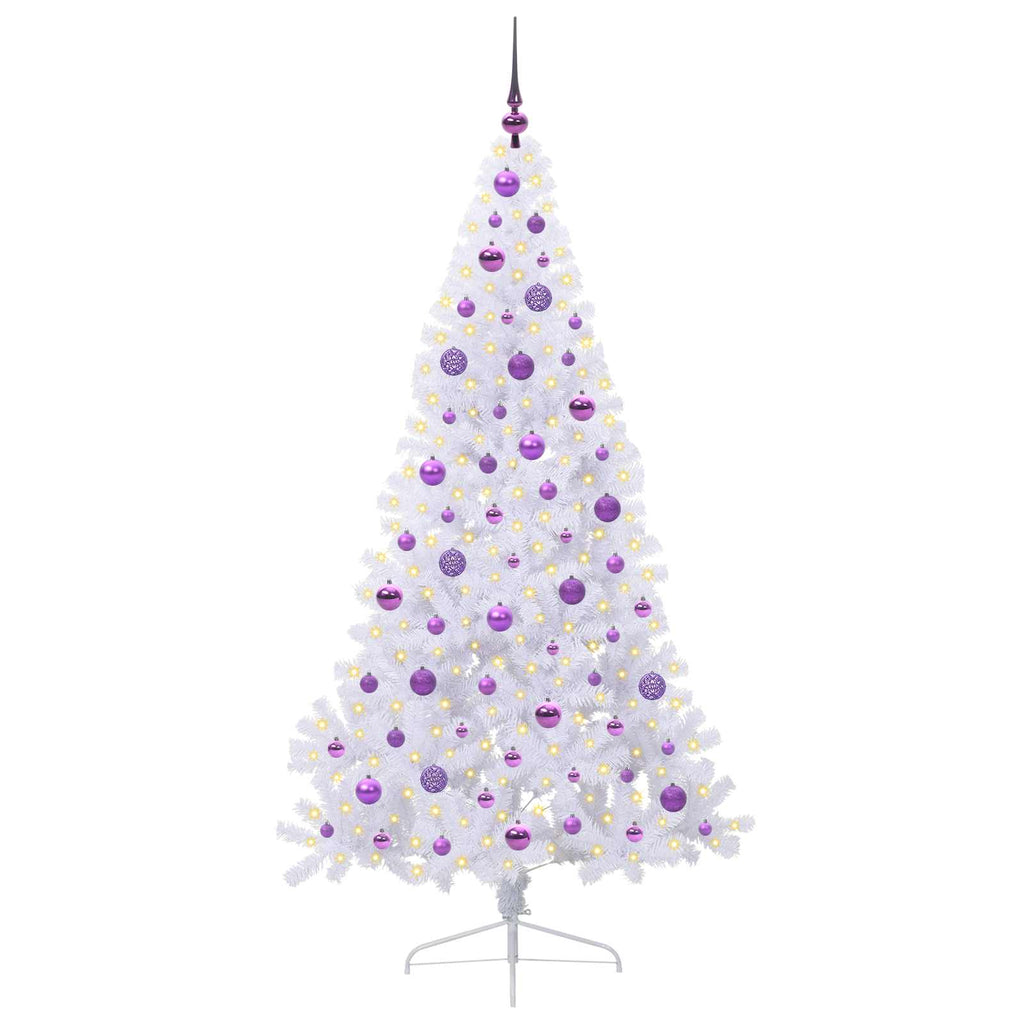 vidaXL Sztuczna choinka z 300 diodami LED Biały 180 cm PVC i stal