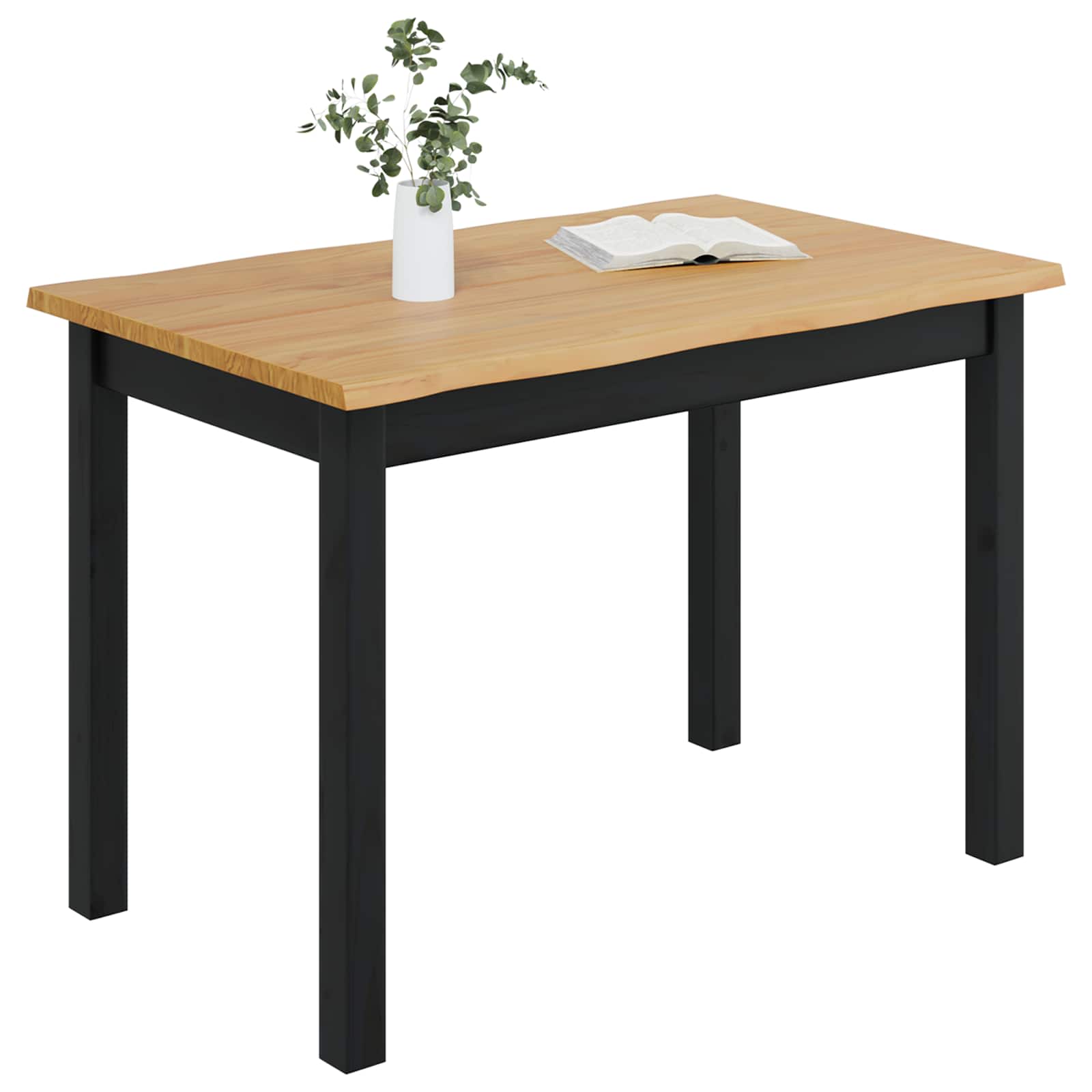 VidaXL Stół jadalny EKAI Czarny 112 x 70 x 76,5 cm Lite drewno sosnowe
