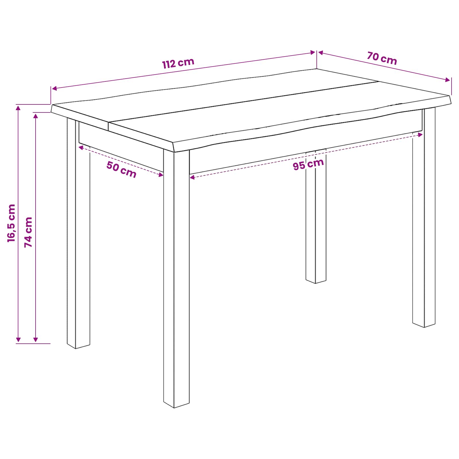 VidaXL Stół jadalny EKAI Czarny 112 x 70 x 76,5 cm Lite drewno sosnowe