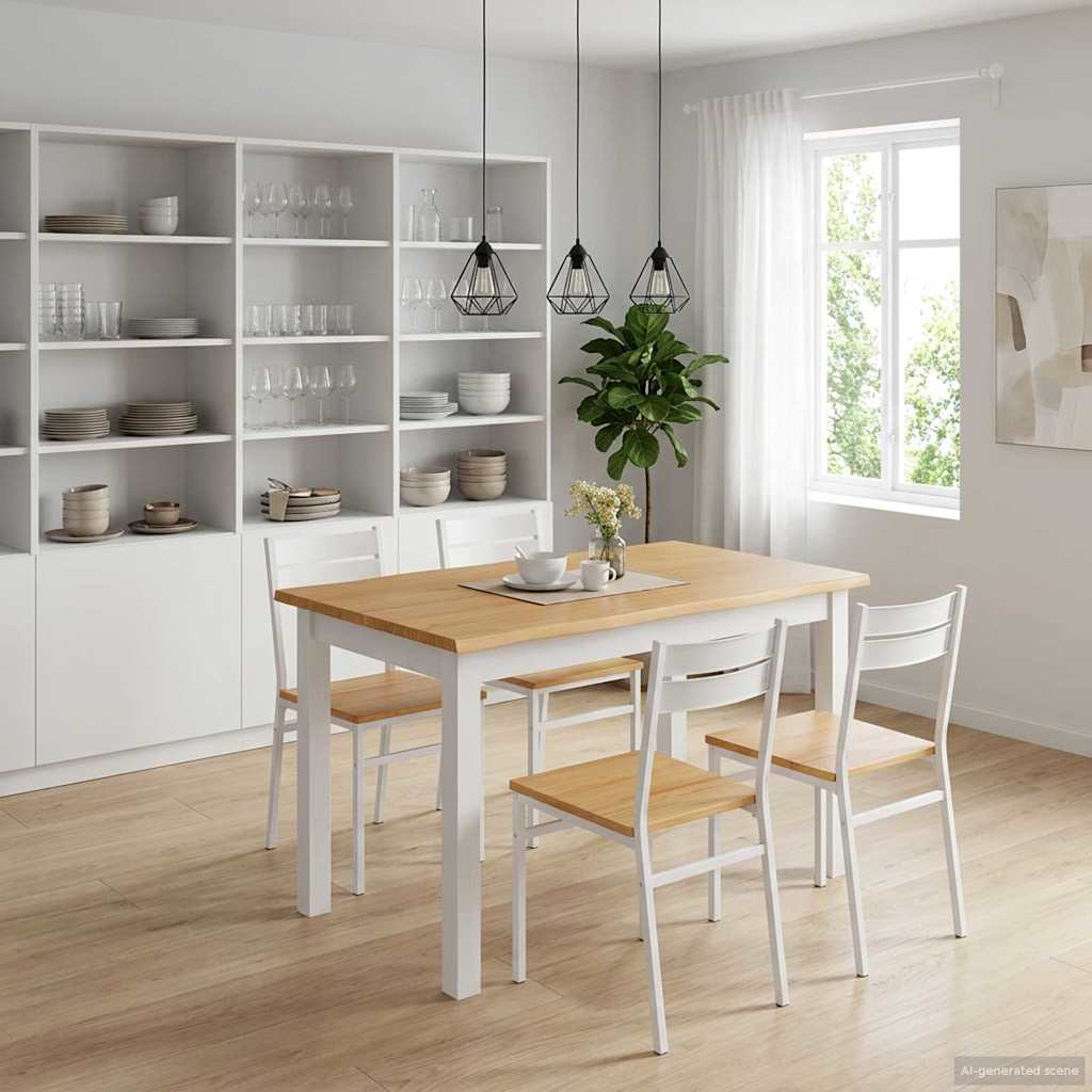 VidaXL Stół jadalny EKAI Biały 112 x 70 x 76,5 cm Lite drewno sosnowe