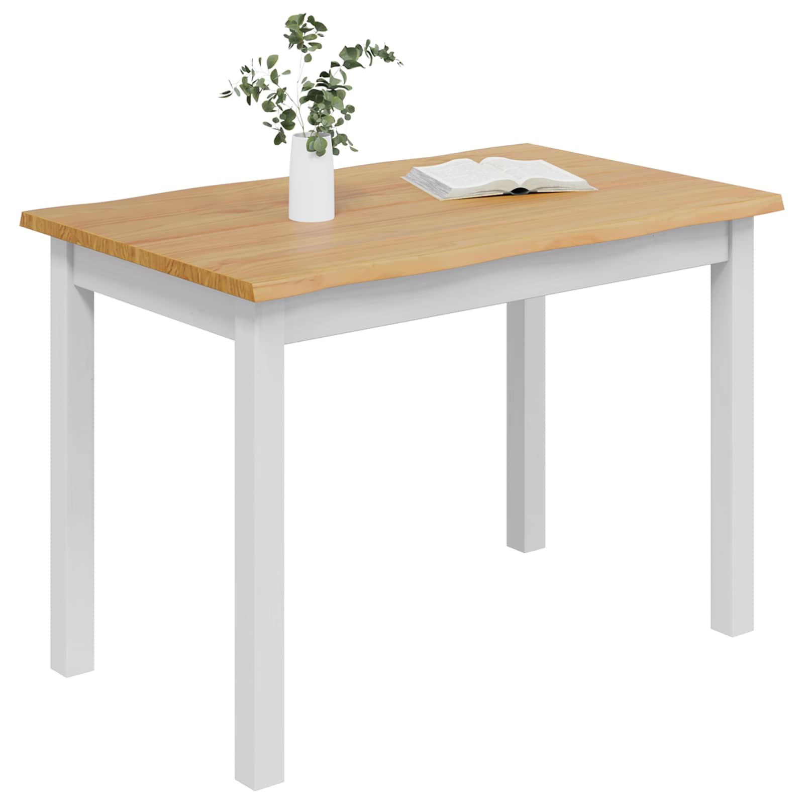 VidaXL Stół jadalny EKAI Biały 112 x 70 x 76,5 cm Lite drewno sosnowe