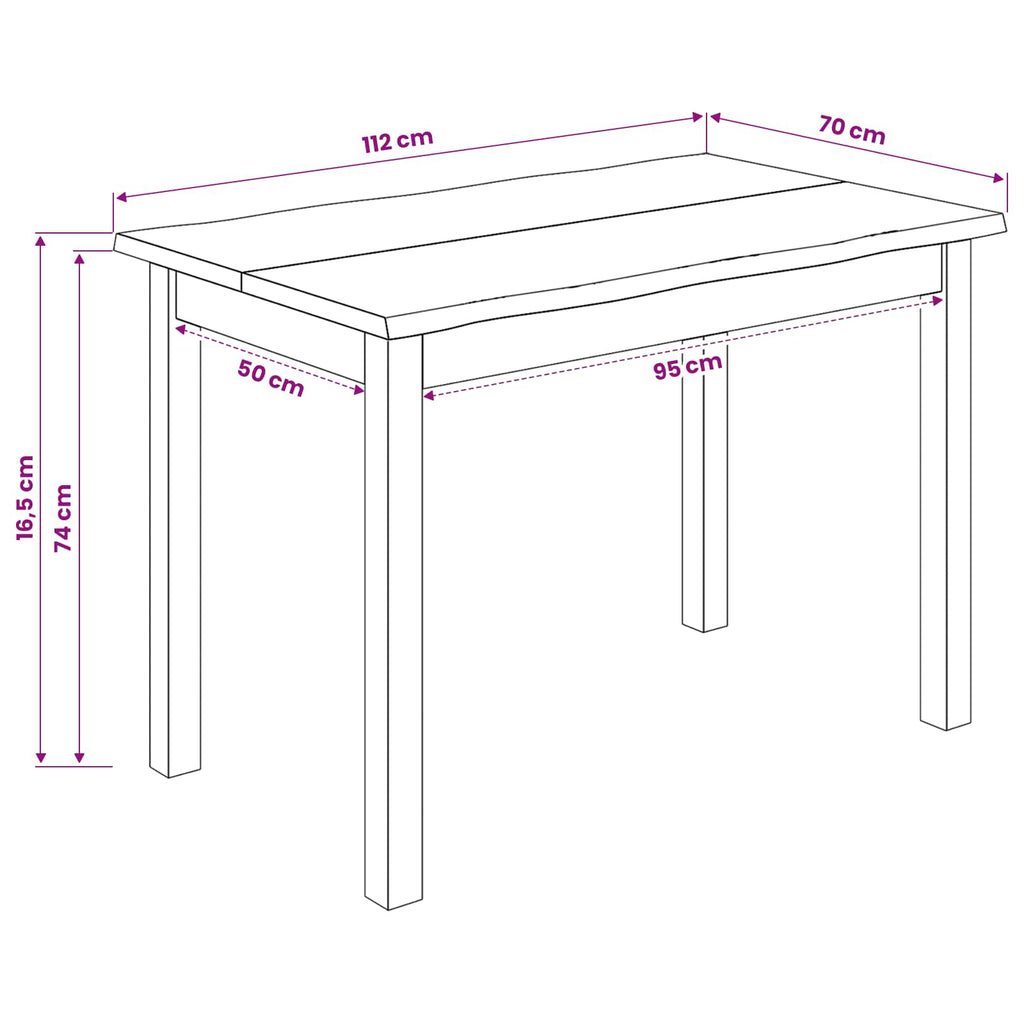 VidaXL Stół jadalny EKAI Biały 112 x 70 x 76,5 cm Lite drewno sosnowe