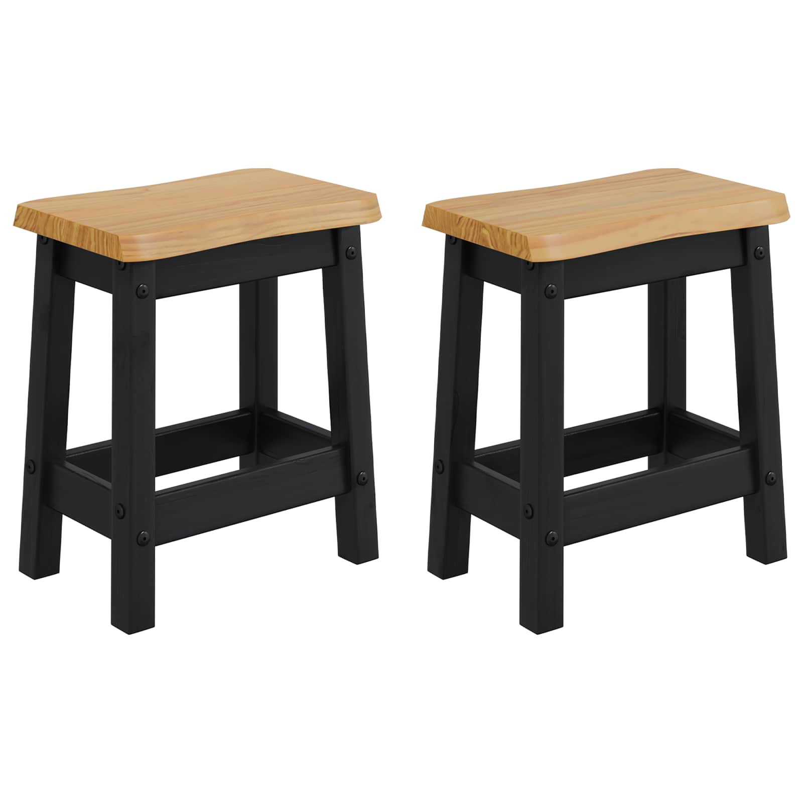 VidaXL Stołek barowy EKAI 2 pcs Czarny 40 x 29 x 45,5 cm