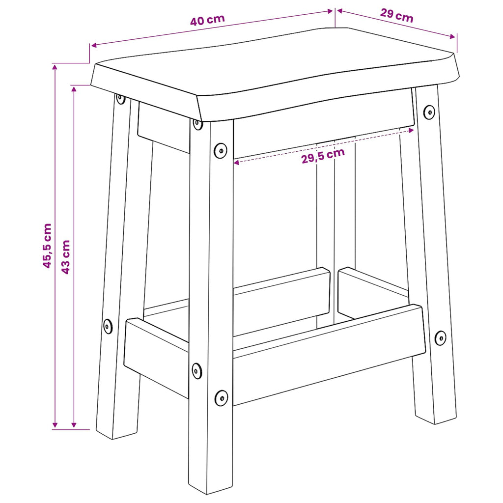 VidaXL Stołek barowy EKAI 2 pcs Biały 40 x 29 x 45,5 cm