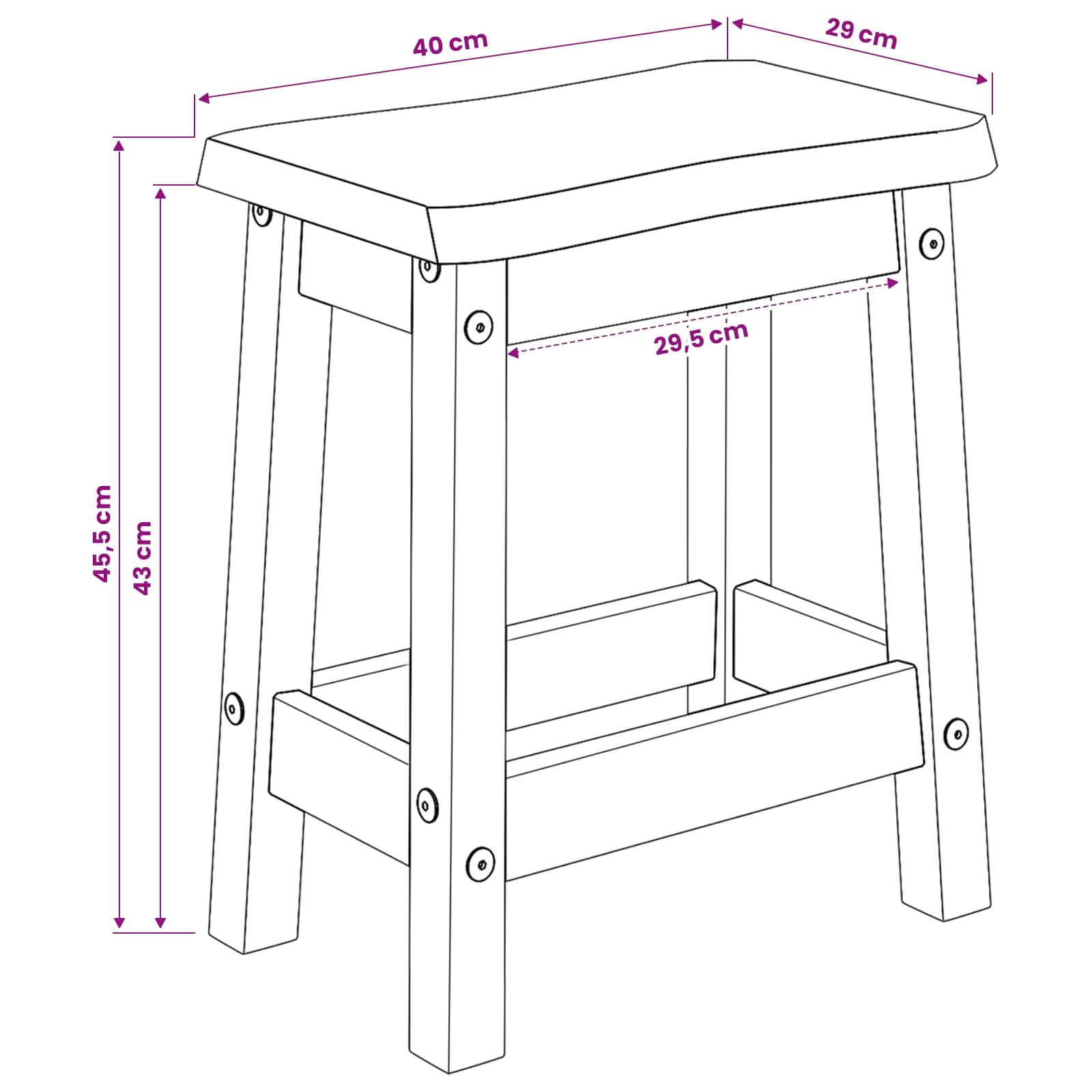 VidaXL Stołek barowy EKAI 2 pcs Biały 40 x 29 x 45,5 cm