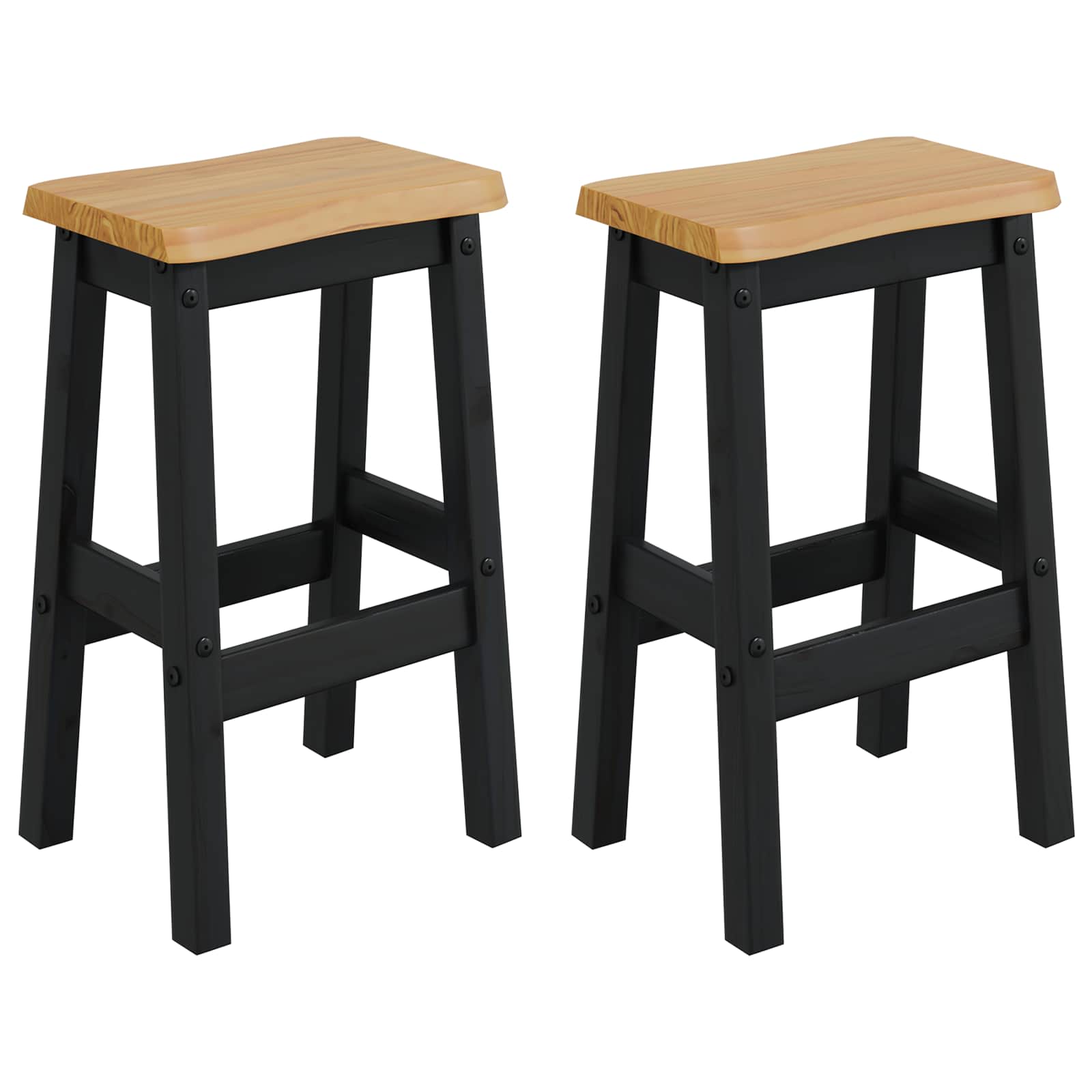 VidaXL Wysoki stołek barowy EKAI 2 pcs Czarny 40 x 29 x 63 cm