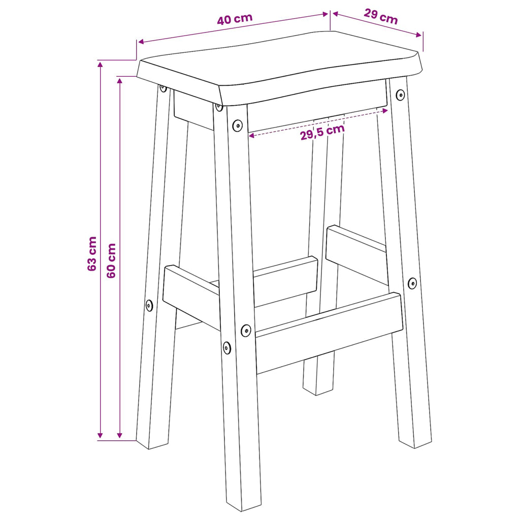 VidaXL Wysoki stołek barowy EKAI 2 pcs Biały 40 x 29 x 63 cm