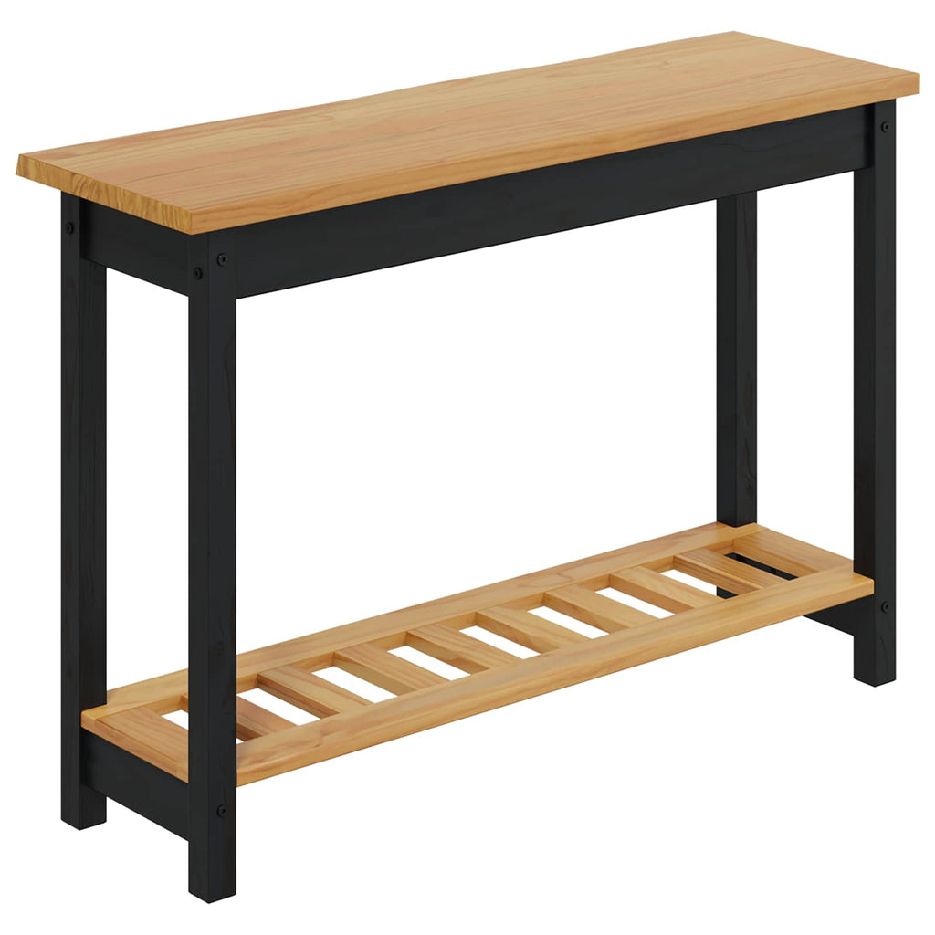 VidaXL Konsola EKAI Czarny 112 x 35 x 76 cm Lite drewno sosnowe