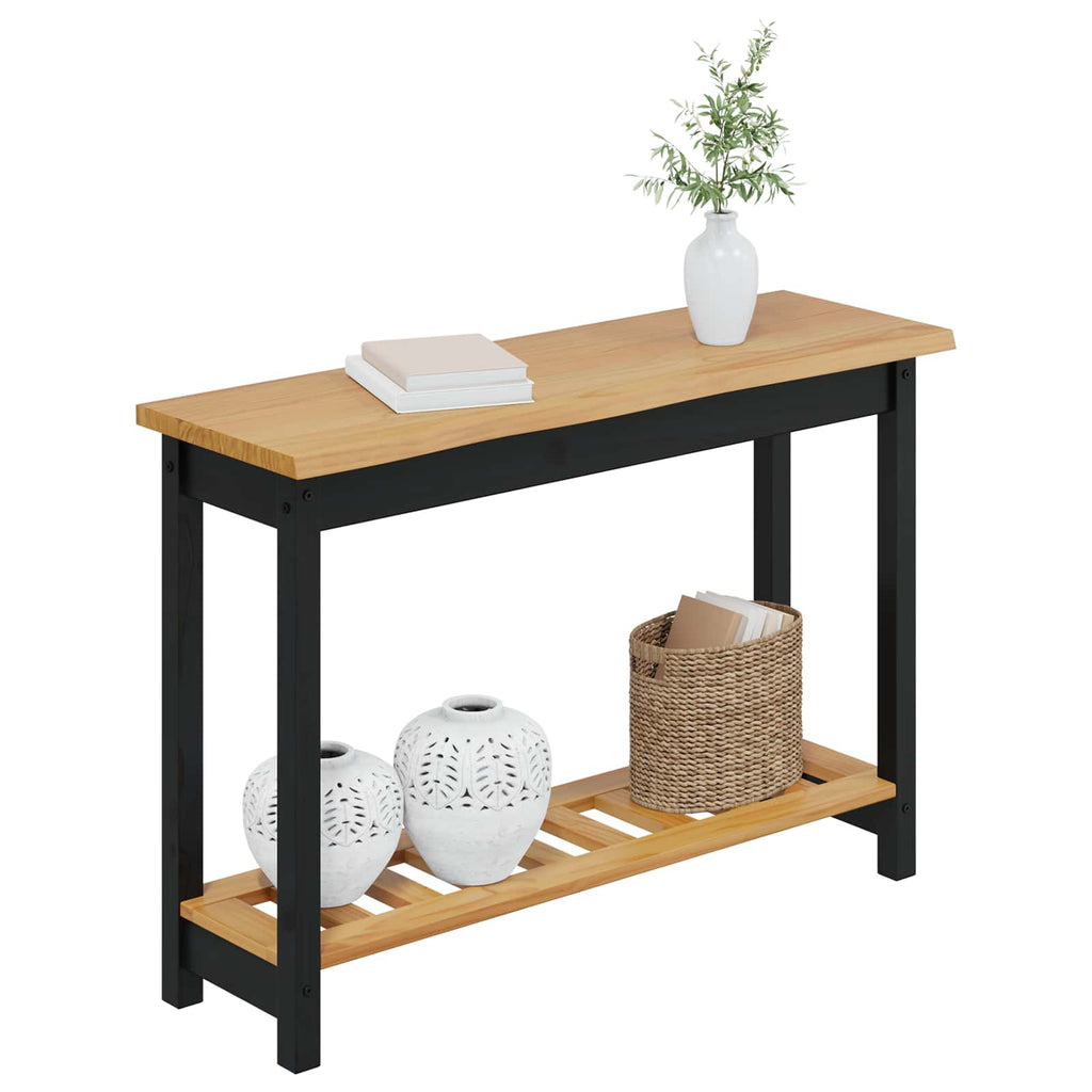 VidaXL Konsola EKAI Czarny 112 x 35 x 76 cm Lite drewno sosnowe