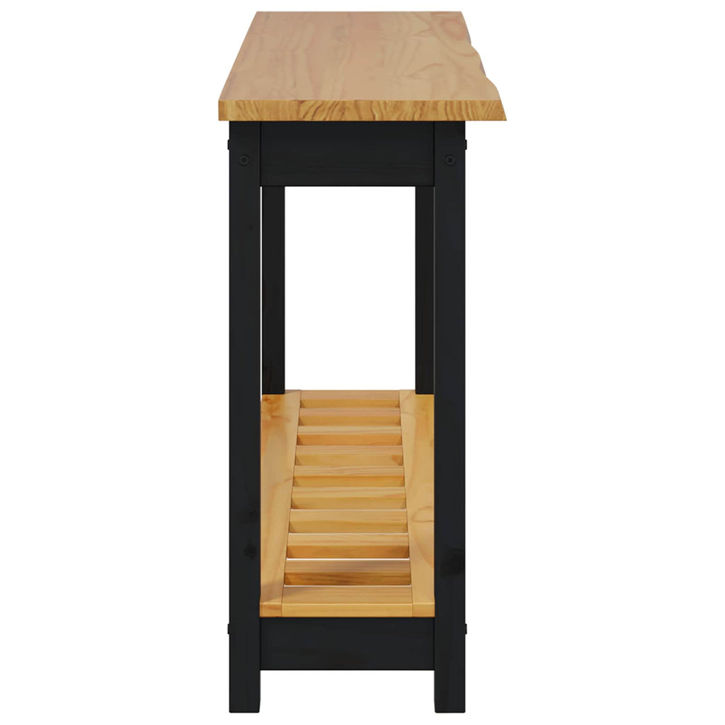VidaXL Konsola EKAI Czarny 112 x 35 x 76 cm Lite drewno sosnowe