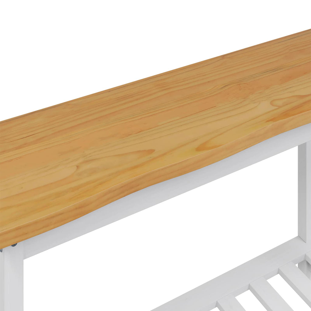VidaXL Konsola z półką EKAI Biały 112 x 35 x 76 cm Lite drewno sosnowe