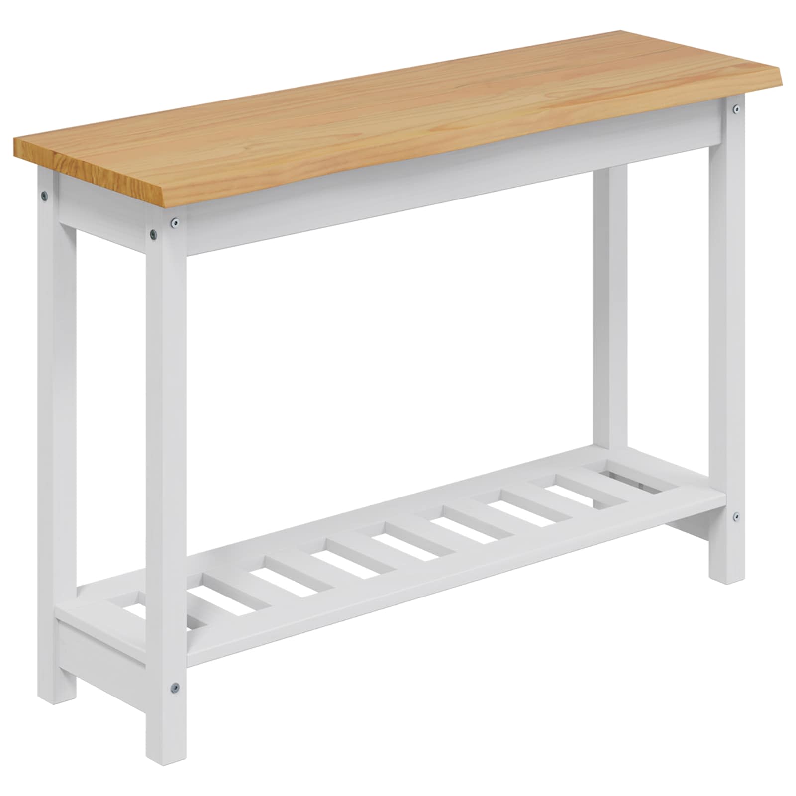 VidaXL Konsola z półką EKAI Biały 112 x 35 x 76 cm Lite drewno sosnowe