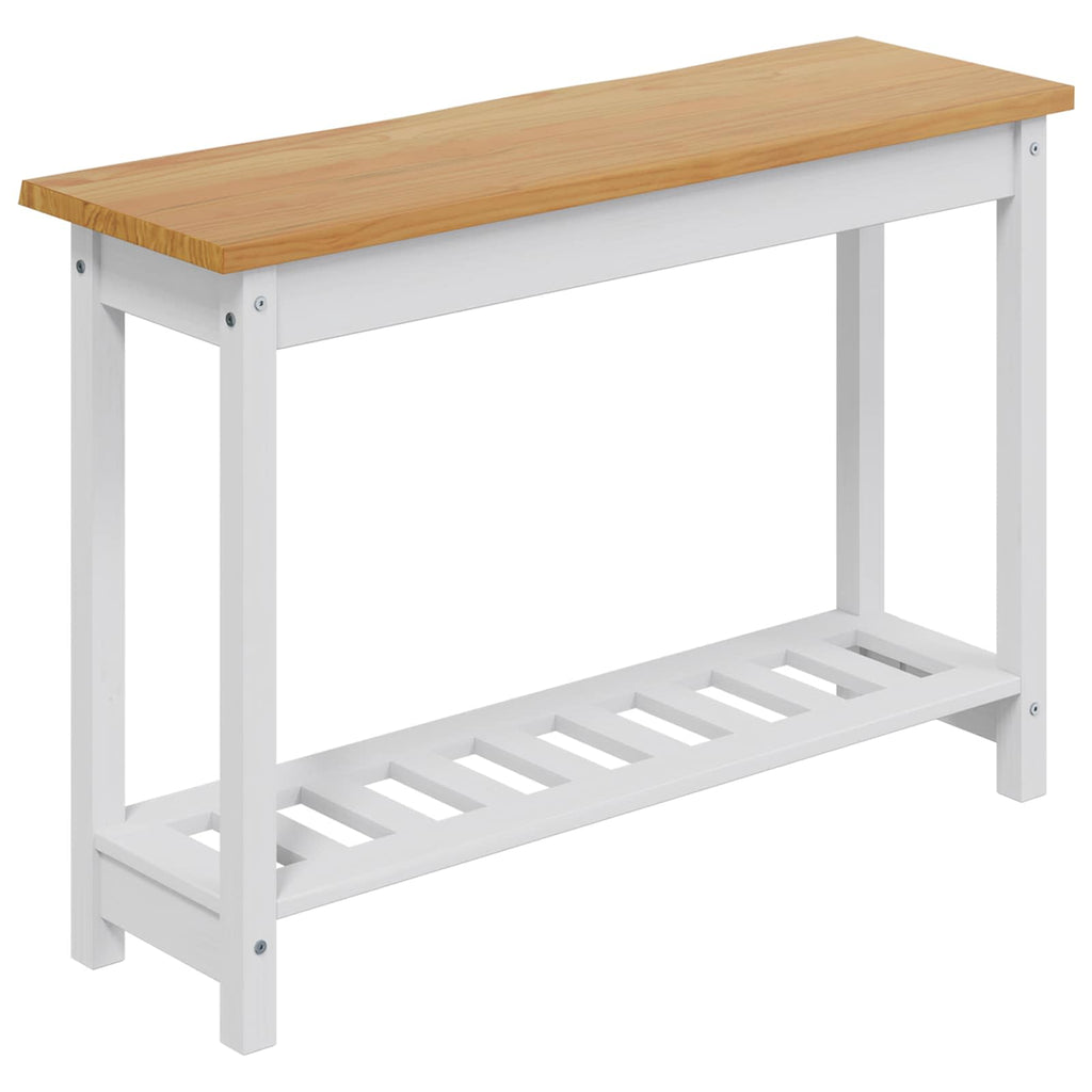 VidaXL Konsola z półką EKAI Biały 112 x 35 x 76 cm Lite drewno sosnowe