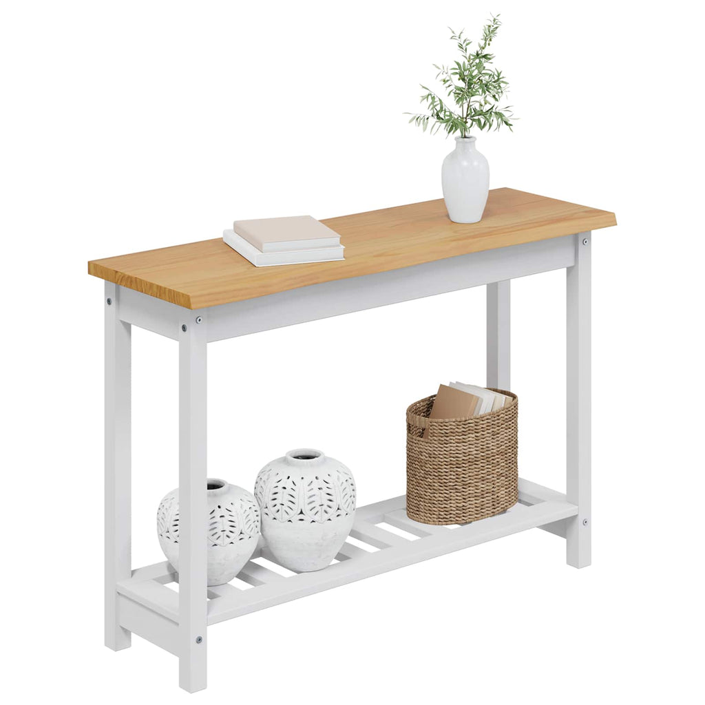 VidaXL Konsola z półką EKAI Biały 112 x 35 x 76 cm Lite drewno sosnowe