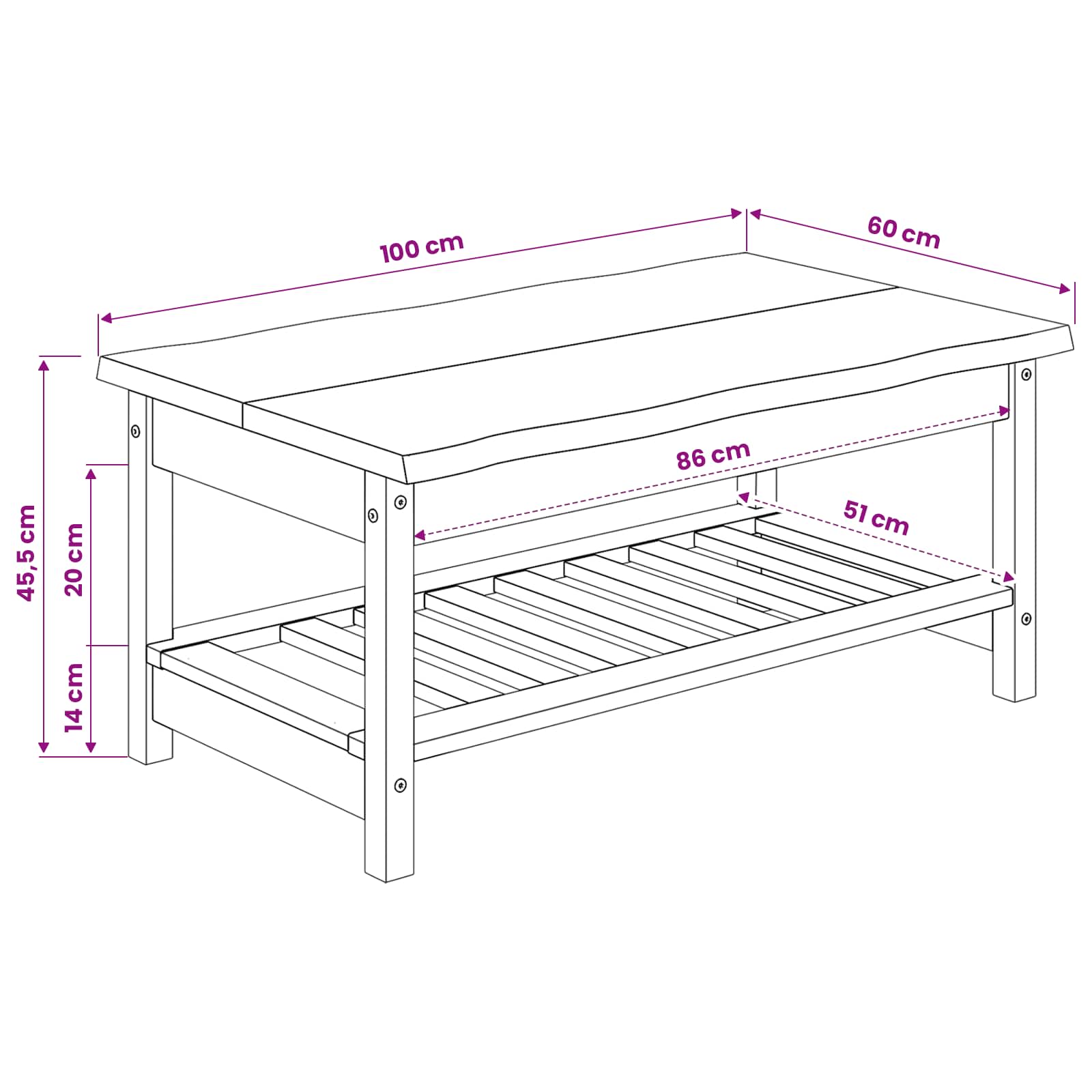 VidaXL Stolik kawowy EKAI Czarny 100 x 60 x 45,5 cm
