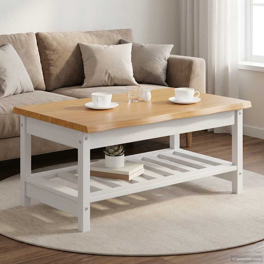 VidaXL Stolik kawowy EKAI Biały 100 x 60 x 45,5 cm Lite drewno sosnowe