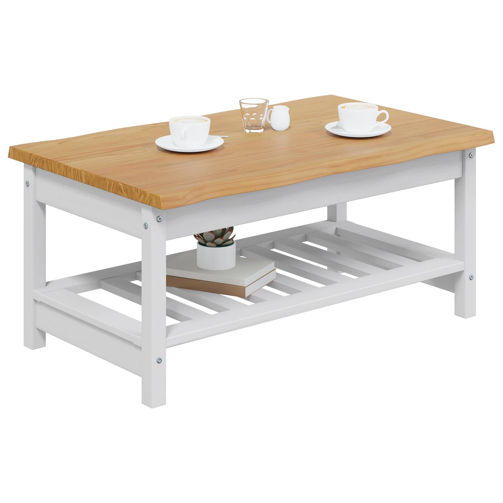 VidaXL Stolik kawowy EKAI Biały 100 x 60 x 45,5 cm Lite drewno sosnowe