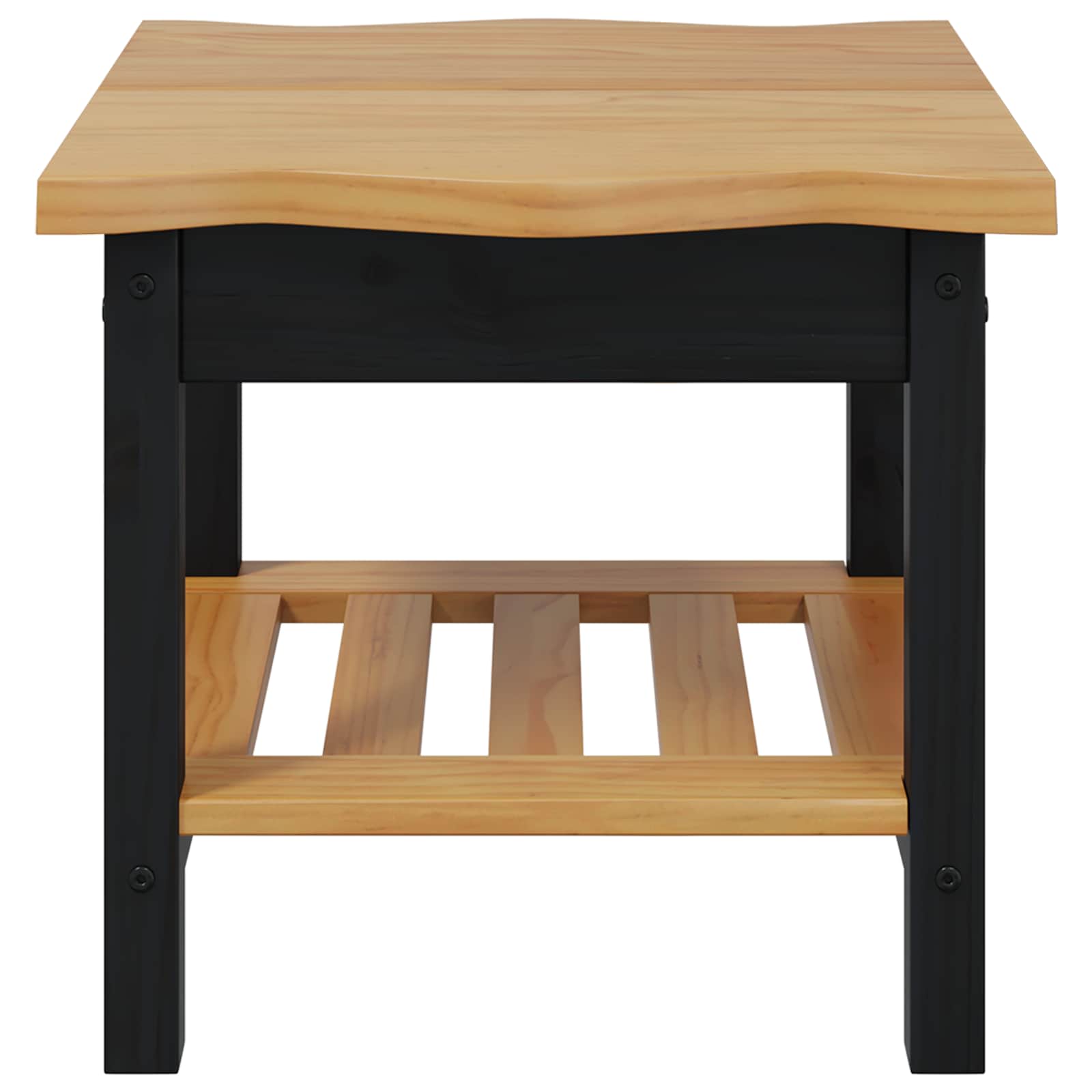VidaXL Stolik boczny EKAI Czarny 50 x 50 x 45,5 cm Lite drewno sosnowe
