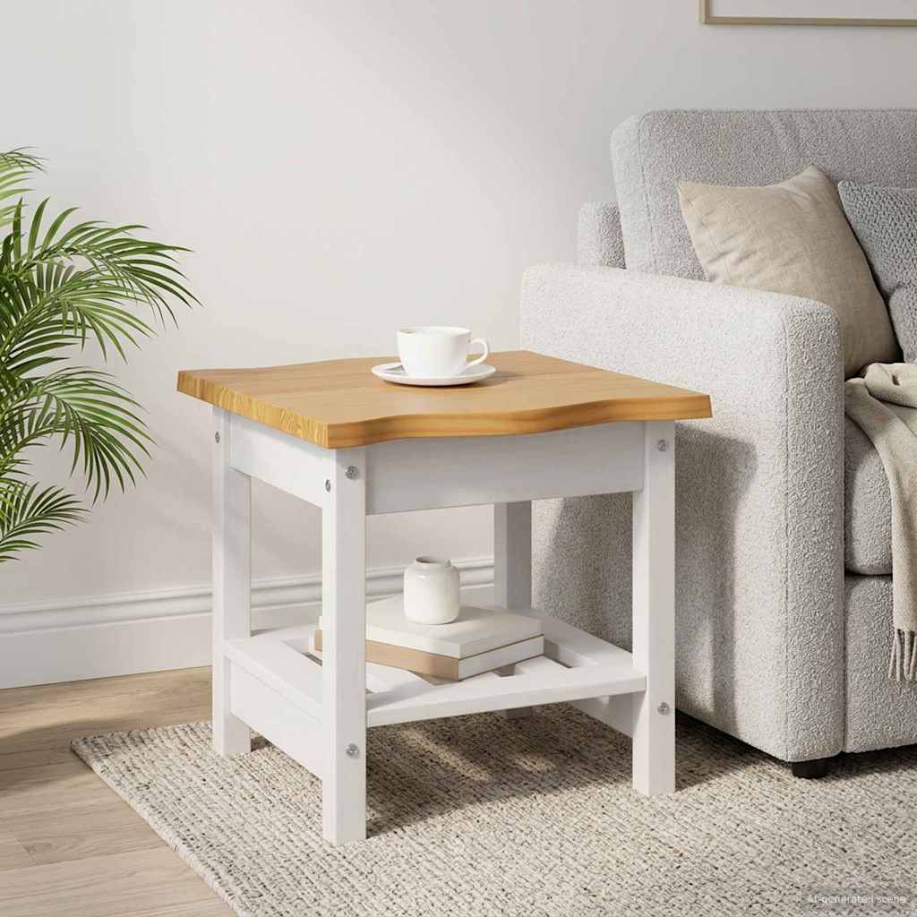 VidaXL Stolik boczny EKAI Biały 50 x 50 x 45,5 cm Lite drewno sosnowe