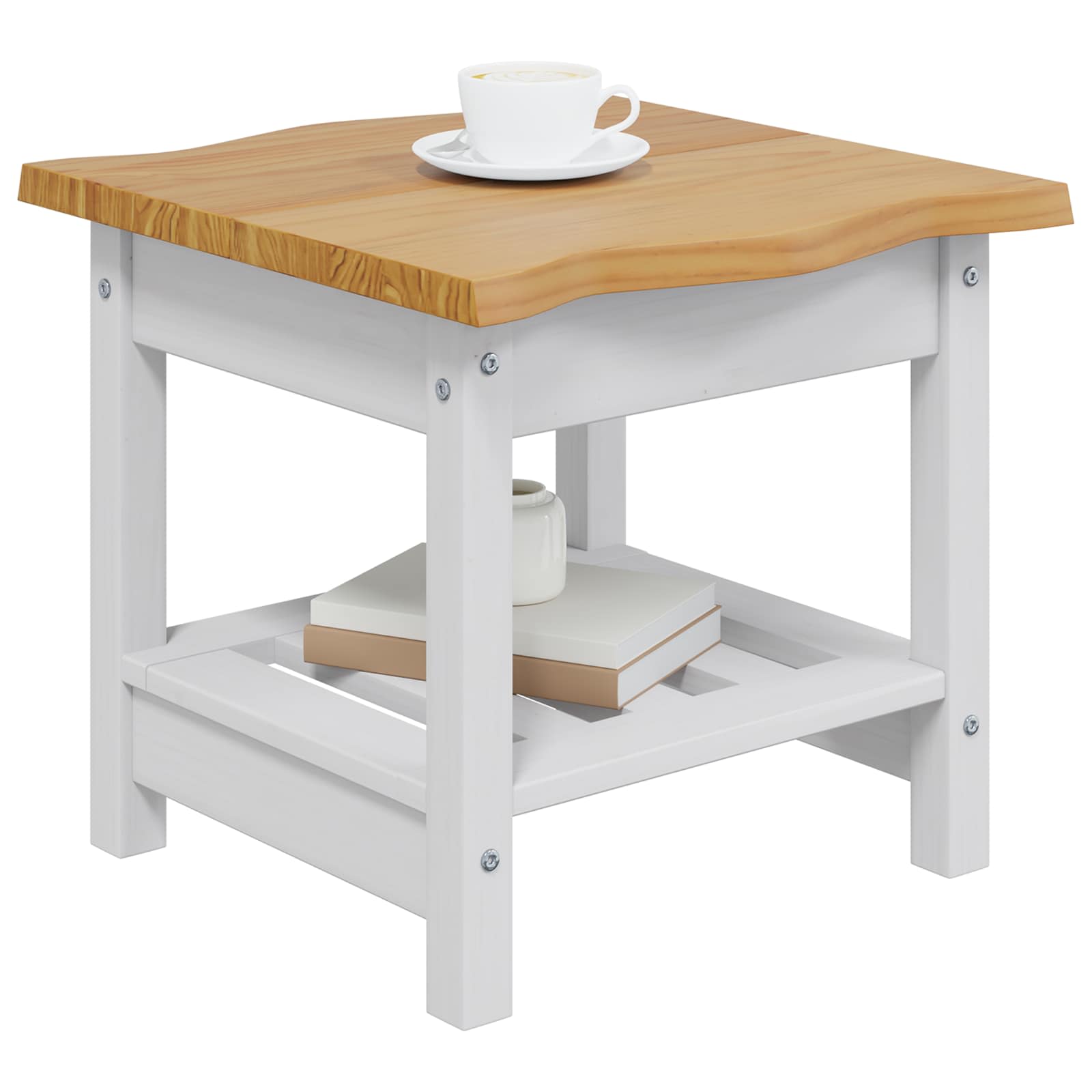VidaXL Stolik boczny EKAI Biały 50 x 50 x 45,5 cm Lite drewno sosnowe