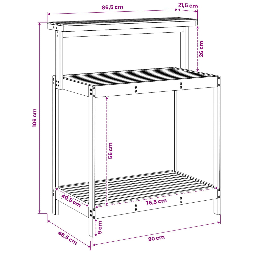 vidaXL Zewnętrzny stół do przesadzania 86,5 x 48,5 x 106 cm Biały