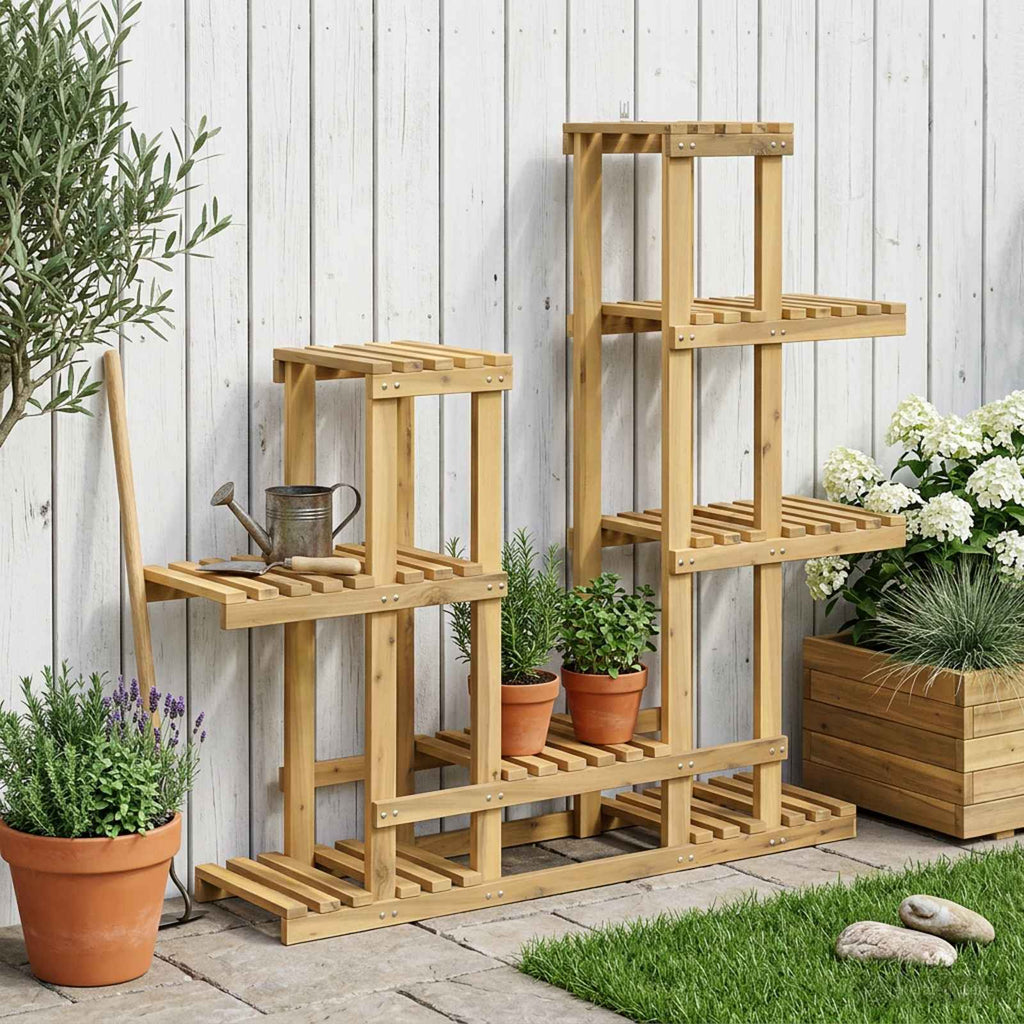 vidaXL Stojak na rośliny Biały 118 x 25 x 96,5 cm Lite Drewno Akacji