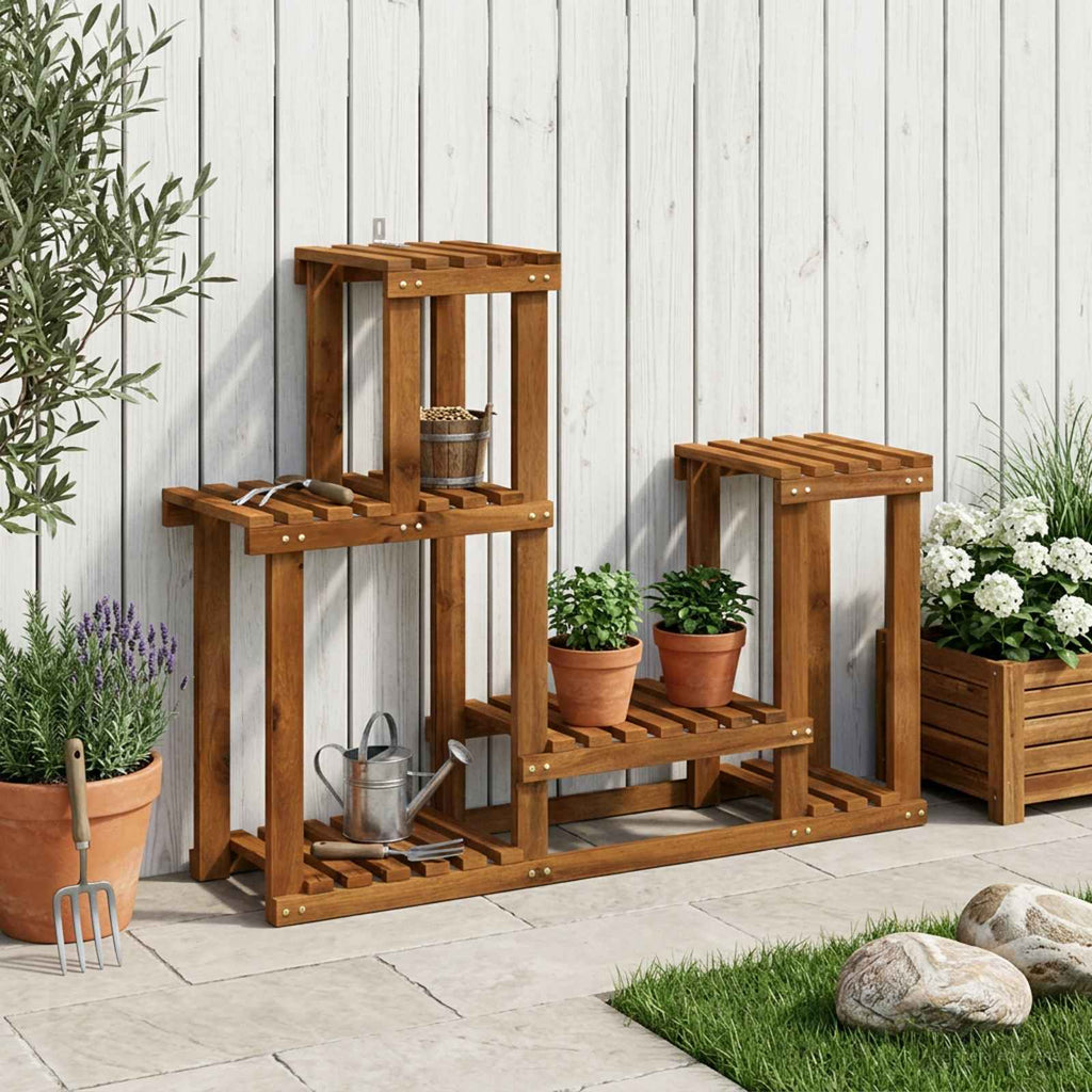 vidaXL Stojak na rośliny naturalny 90 x 25 x 73 cm Lite Drewno Akacji