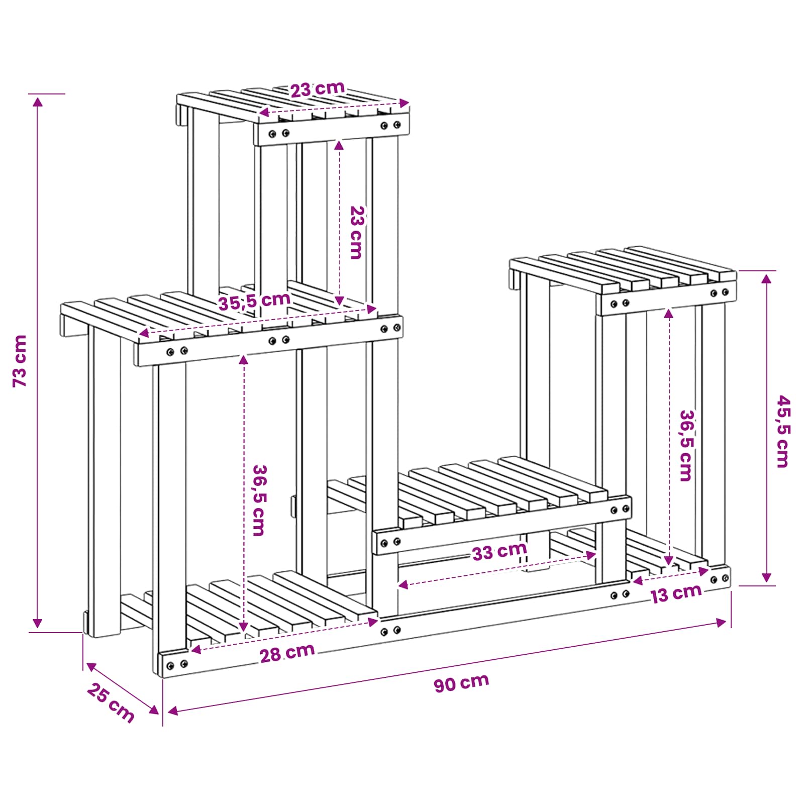 vidaXL Stojak na rośliny Biały 90 x 25 x 73 cm Lite Drewno Akacji