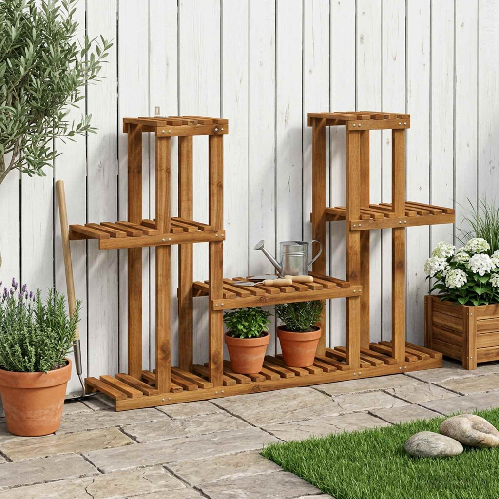 vidaXL Stojak na rośliny naturalny 123 x 25 x 78,5 cm