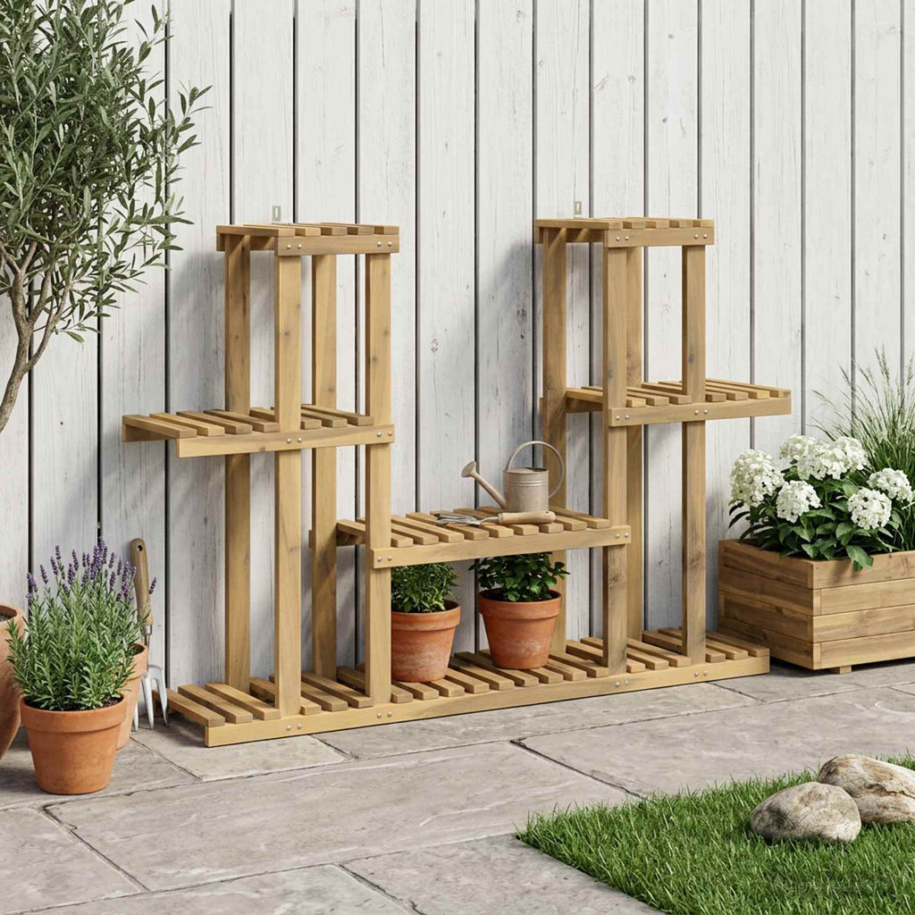 vidaXL Stojak na rośliny Biały 123 x 25 x 78,5 cm Lite Drewno Akacji