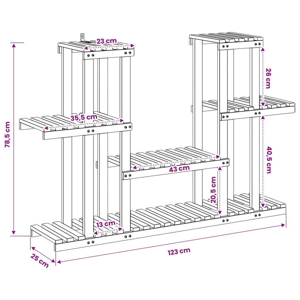 vidaXL Stojak na rośliny Biały 123 x 25 x 78,5 cm Lite Drewno Akacji