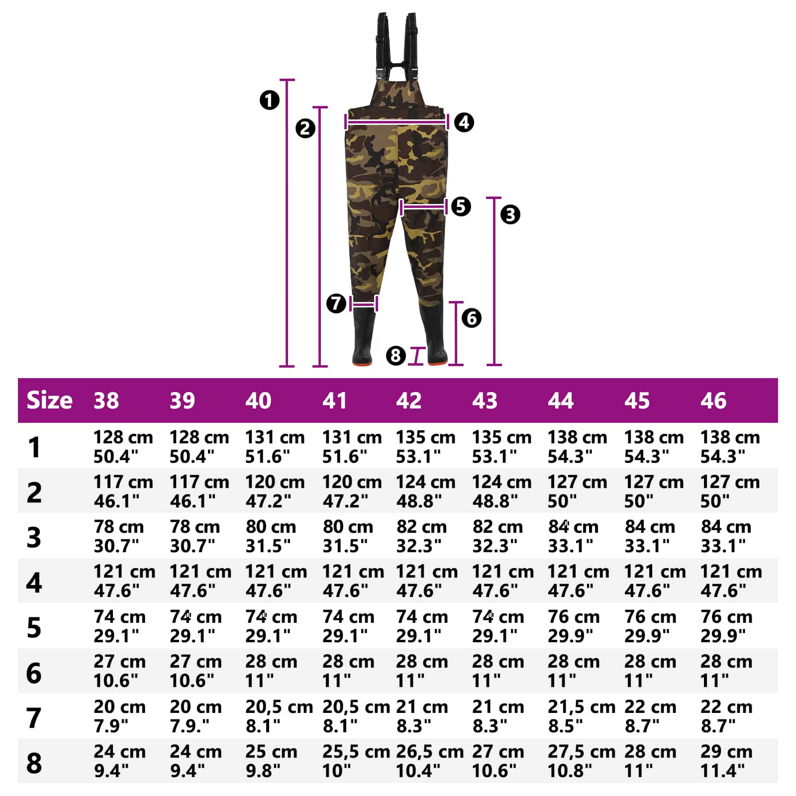 vidaXL Waders z butami Poliester powlekany PVC Rozmiar 46 Moro