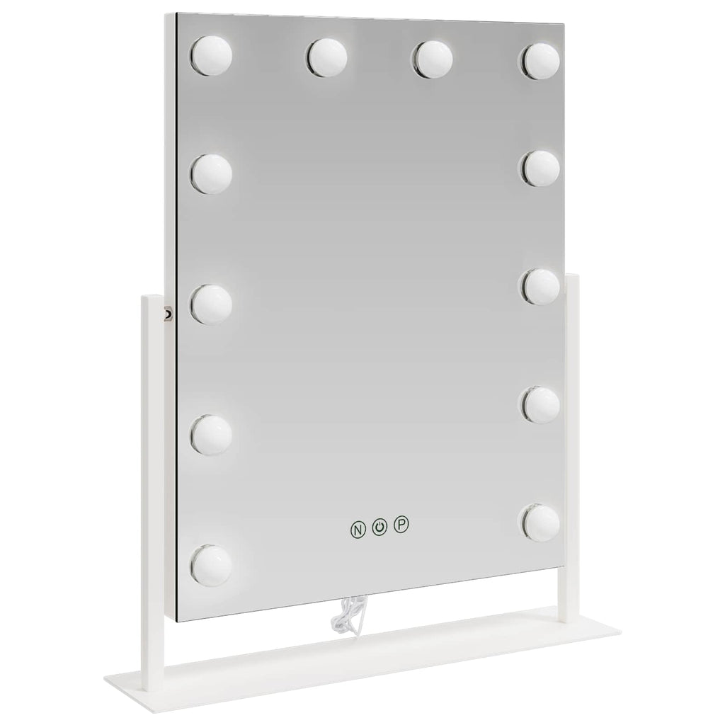 vidaXL Lustro LED do toaletki Biały 44 x 10 x 53 cm Szkło i stal