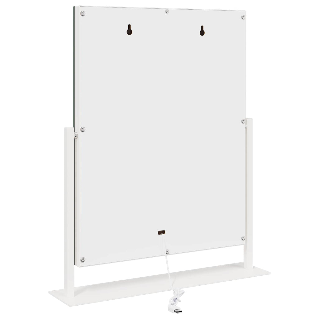 vidaXL Lustro LED do toaletki Biały 44 x 10 x 53 cm Szkło i stal