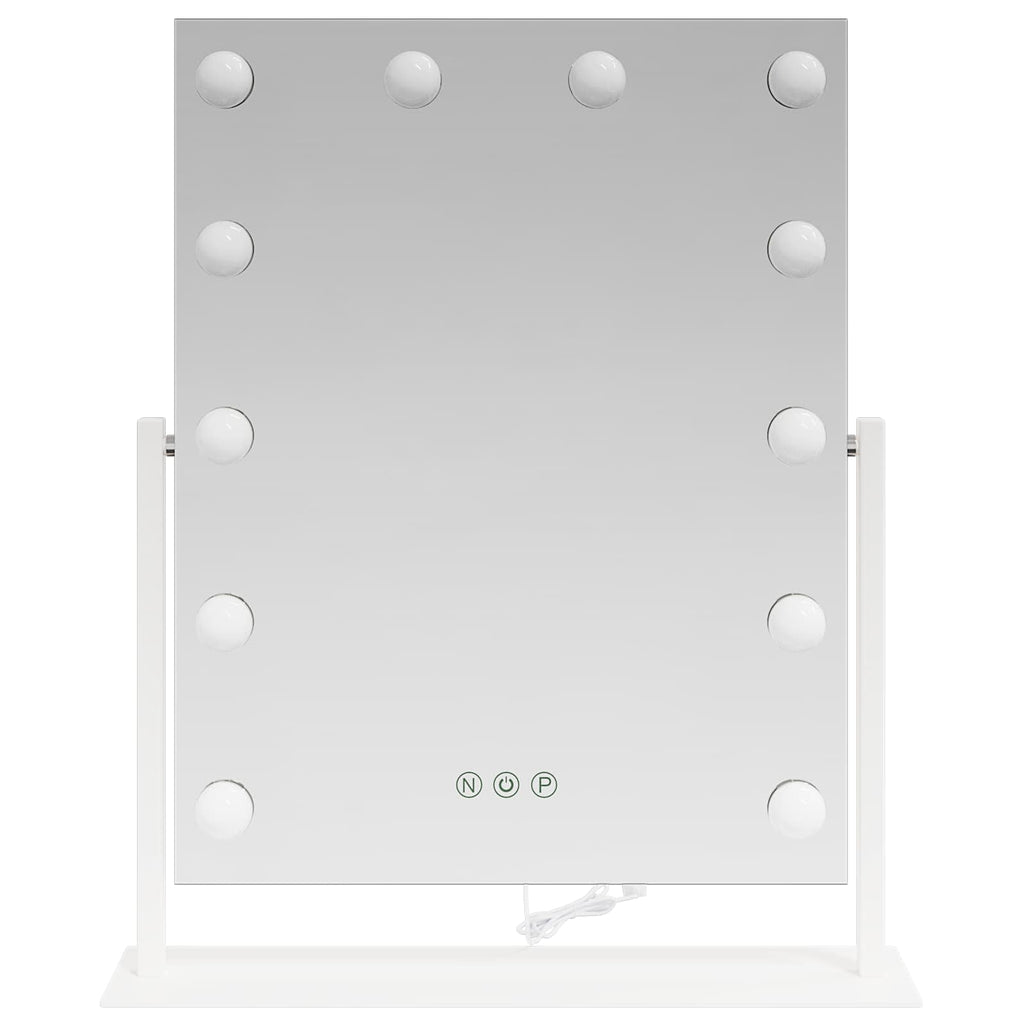vidaXL Lustro LED do toaletki Biały 44 x 10 x 53 cm Szkło i stal