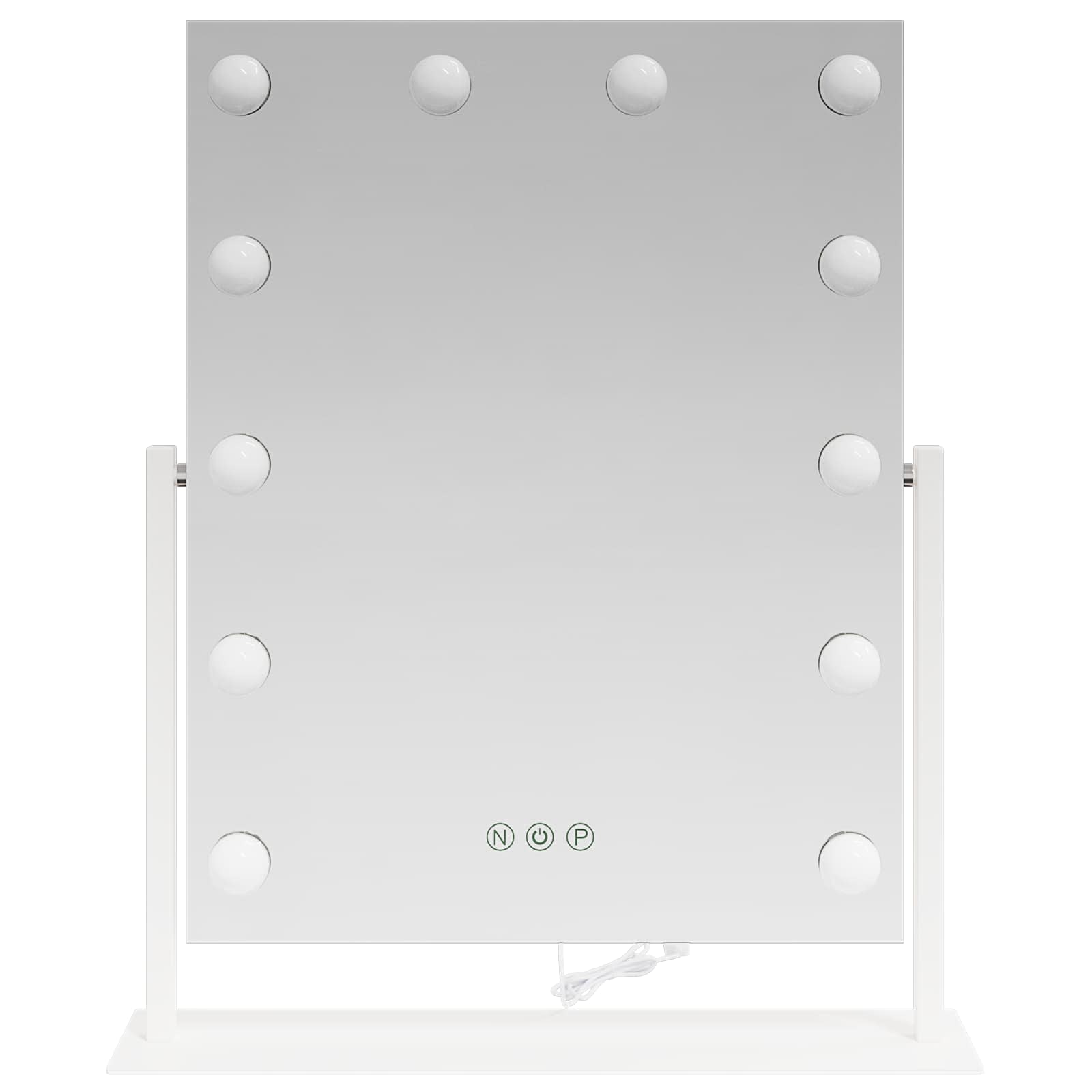 vidaXL Lustro LED do toaletki Biały 44 x 10 x 53 cm Szkło i stal