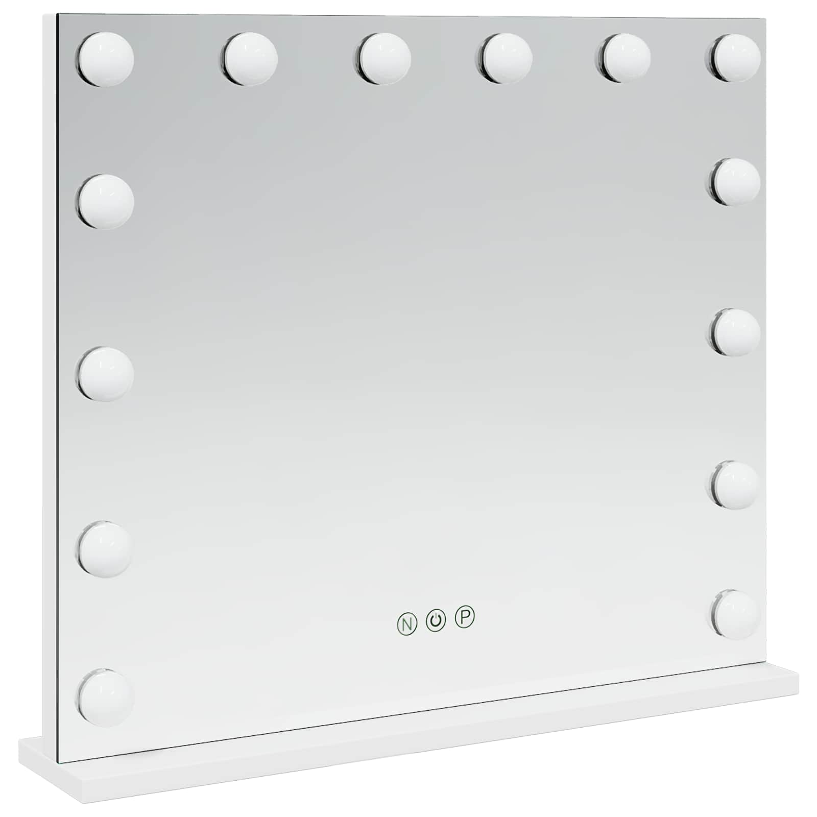 vidaXL Lustro LED do toaletki Biały 50 x 10 x 44 cm Szkło i stal