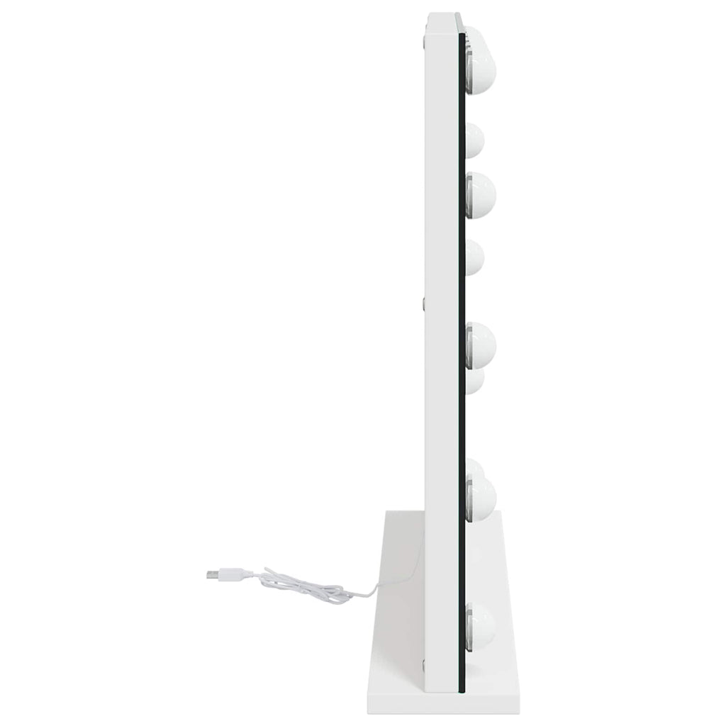 vidaXL Lustro LED do toaletki Biały 50 x 10 x 44 cm Szkło i stal