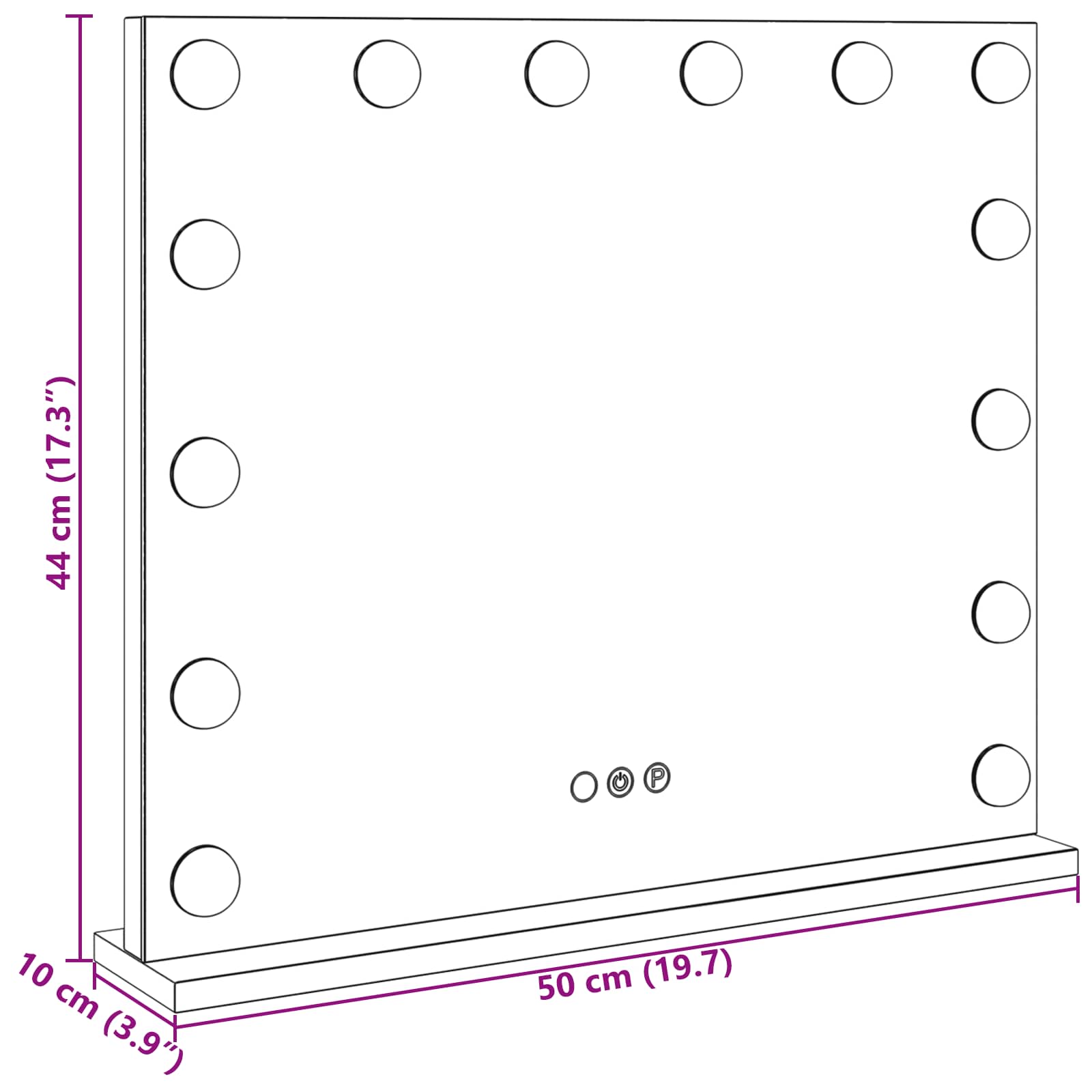 vidaXL Lustro LED do toaletki Biały 50 x 10 x 44 cm Szkło i stal