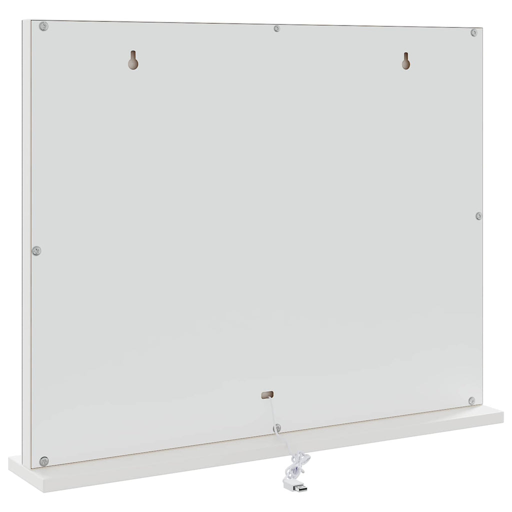 vidaXL Lustro LED do toaletki Biały 58 x 10 x 47 cm Szkło i stal