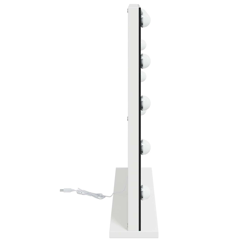 vidaXL Lustro LED do toaletki Biały 58 x 10 x 47 cm Szkło i stal